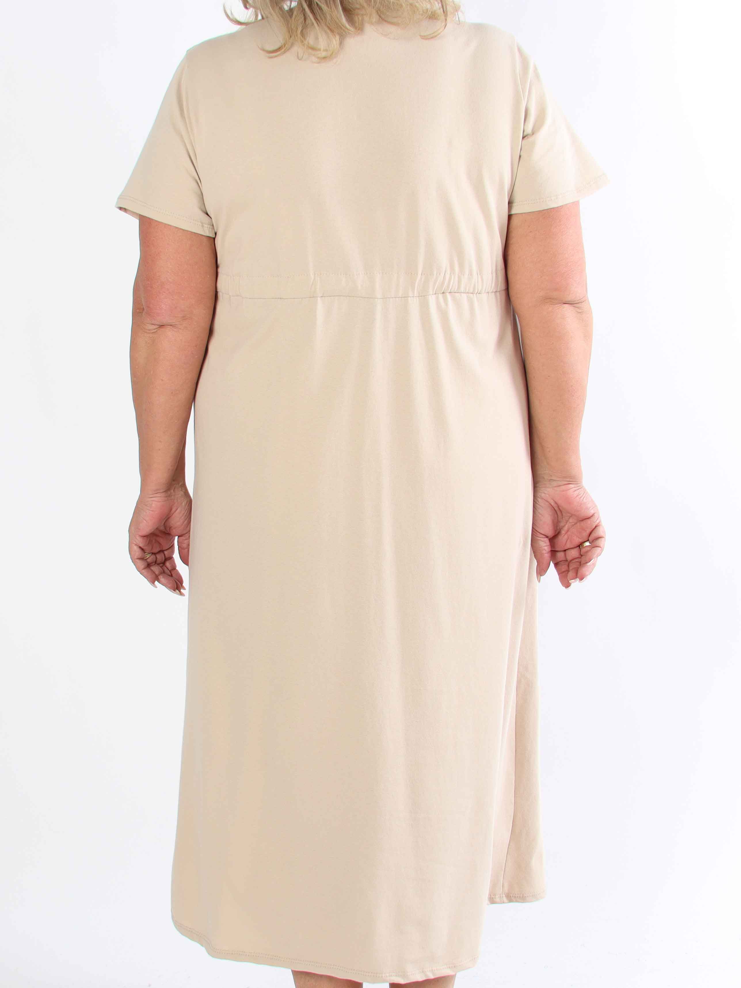 Afiya - Plus size joggingkjole i bomuld med snøre under brystet