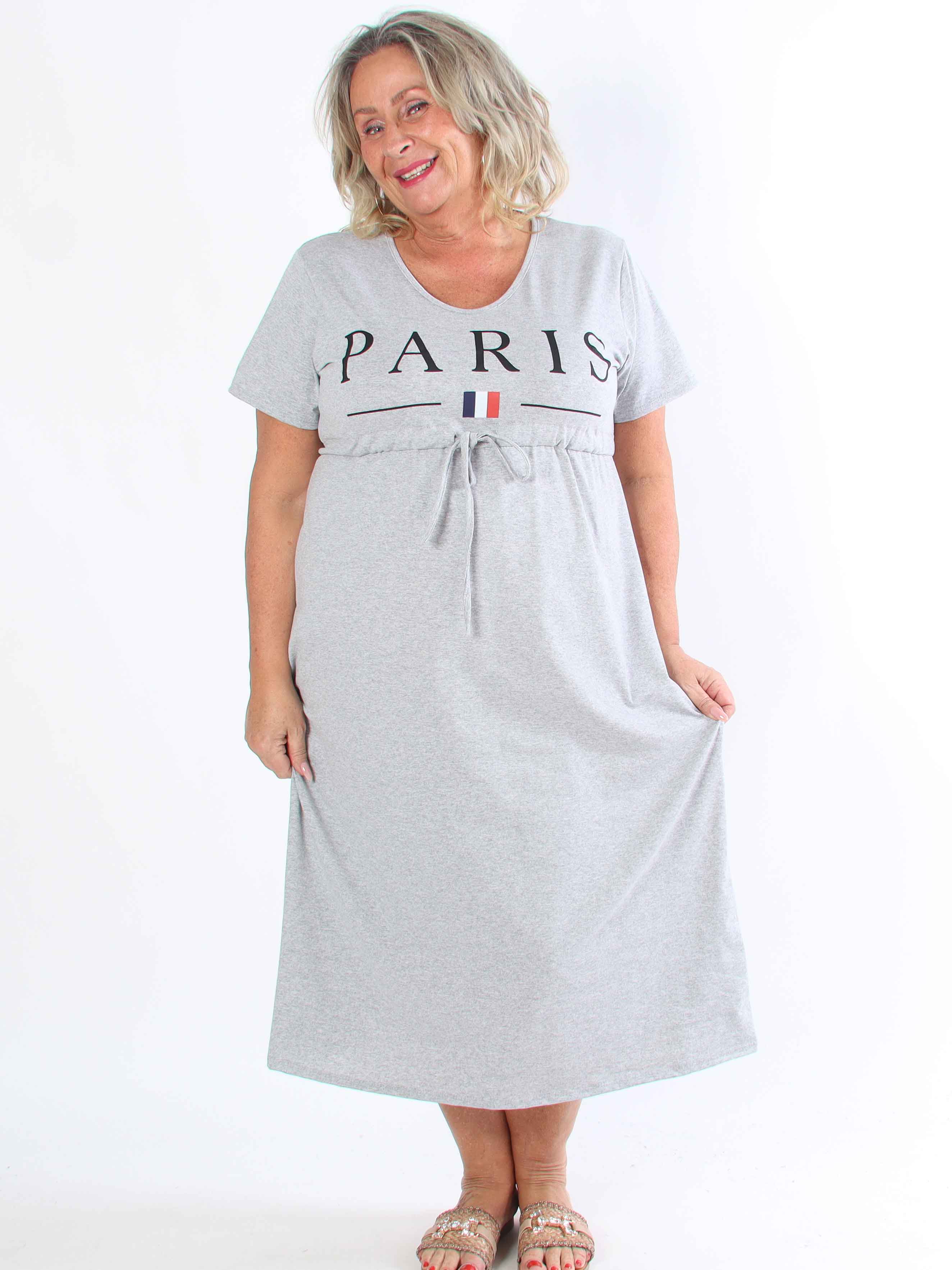 Afiya - Plus size joggingkjole i bomuld med snøre under brystet