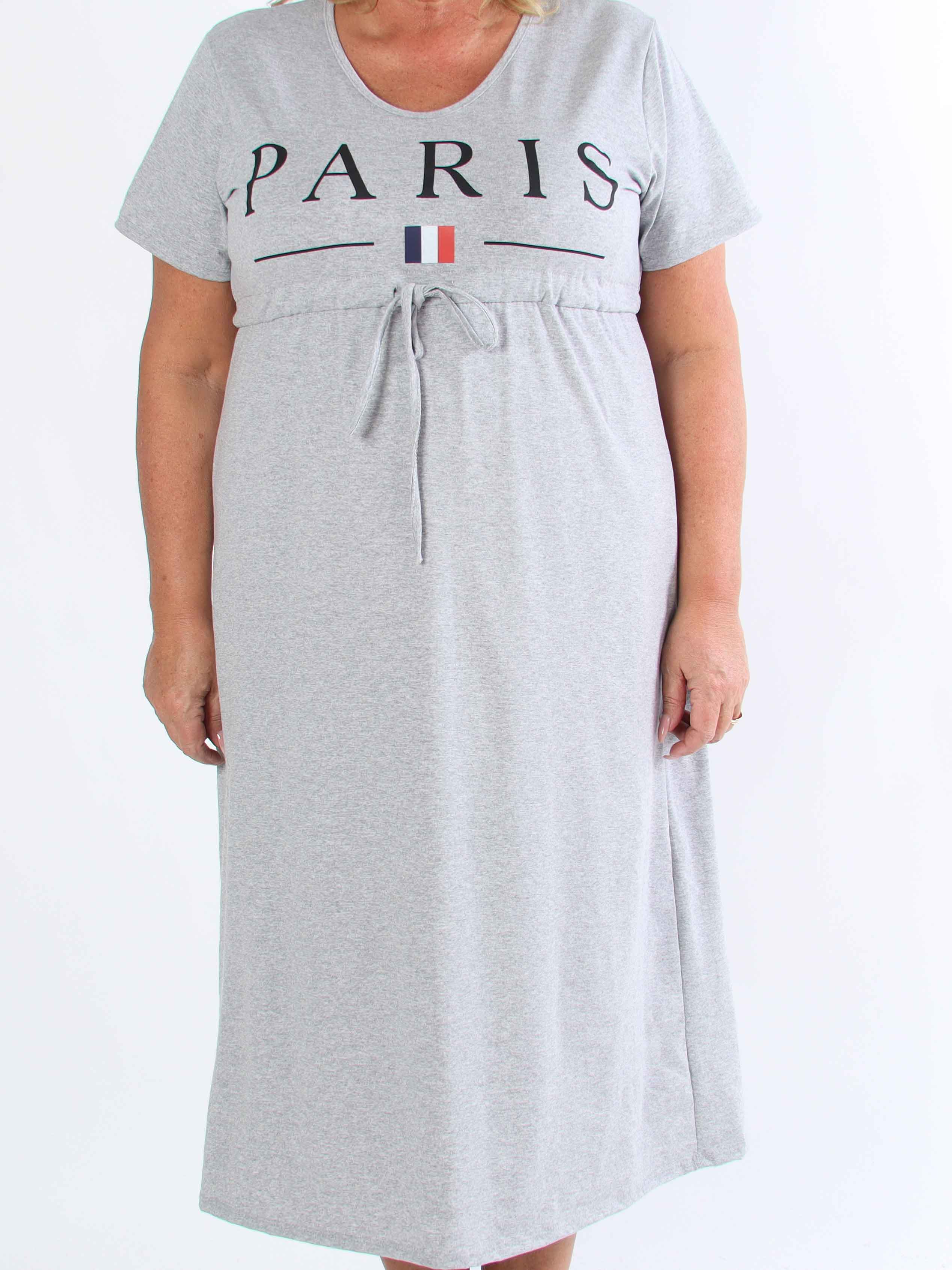 Afiya - Plus size joggingkjole i bomuld med snøre under brystet