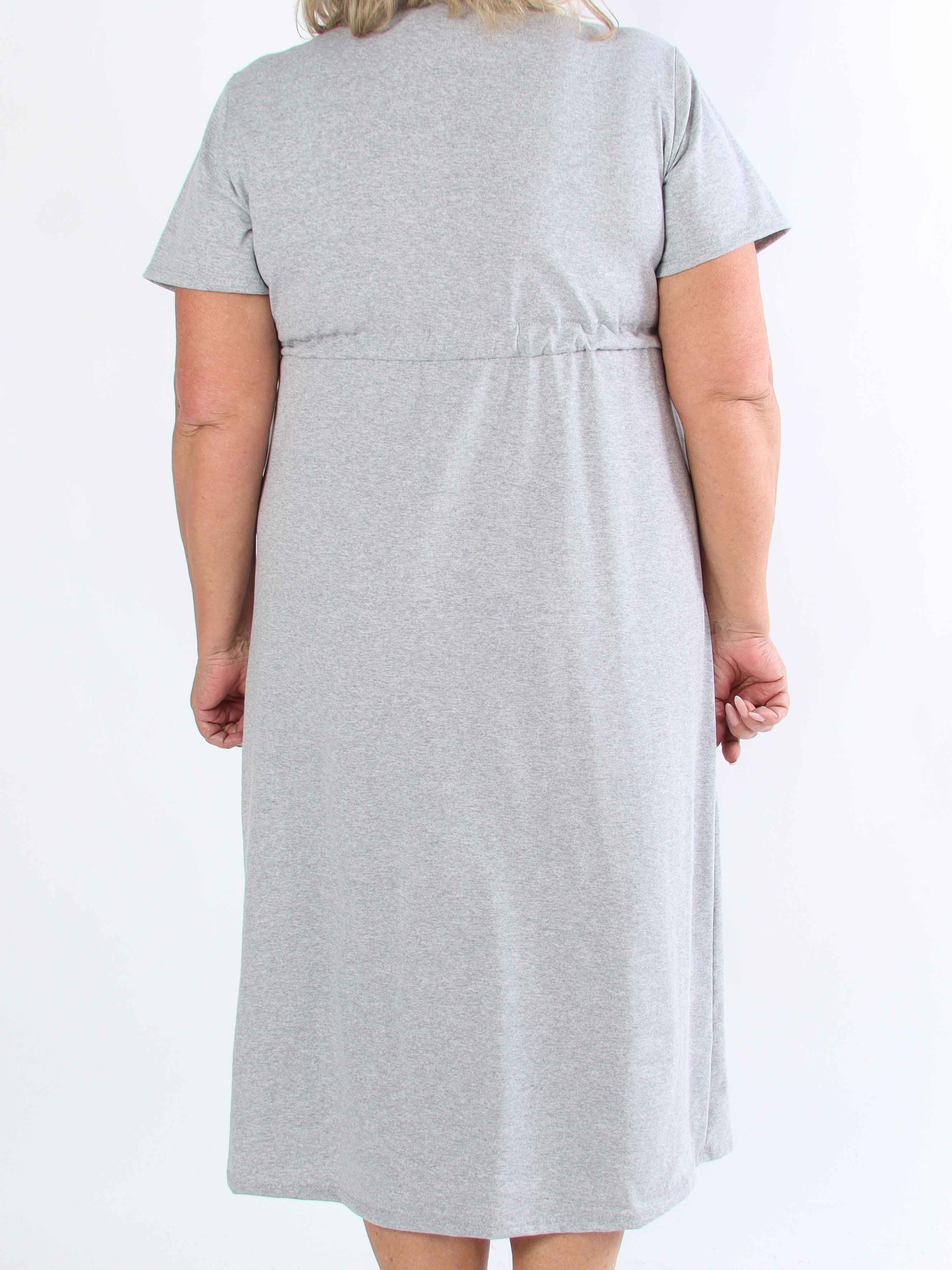 Afiya - Plus size joggingkjole i bomuld med snøre under brystet