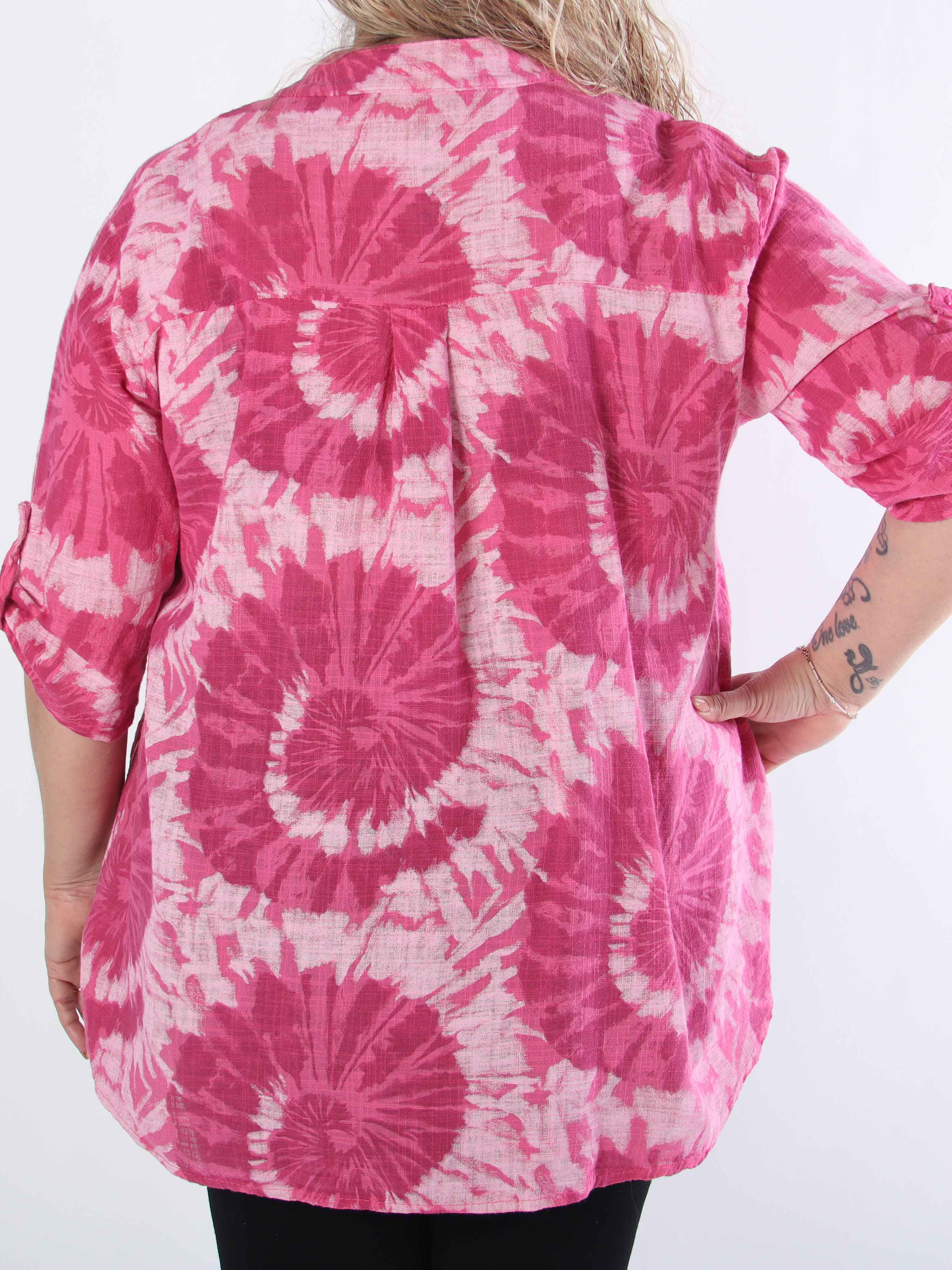 Akella - Mønstret plus size skjorte i let bomuldsstof