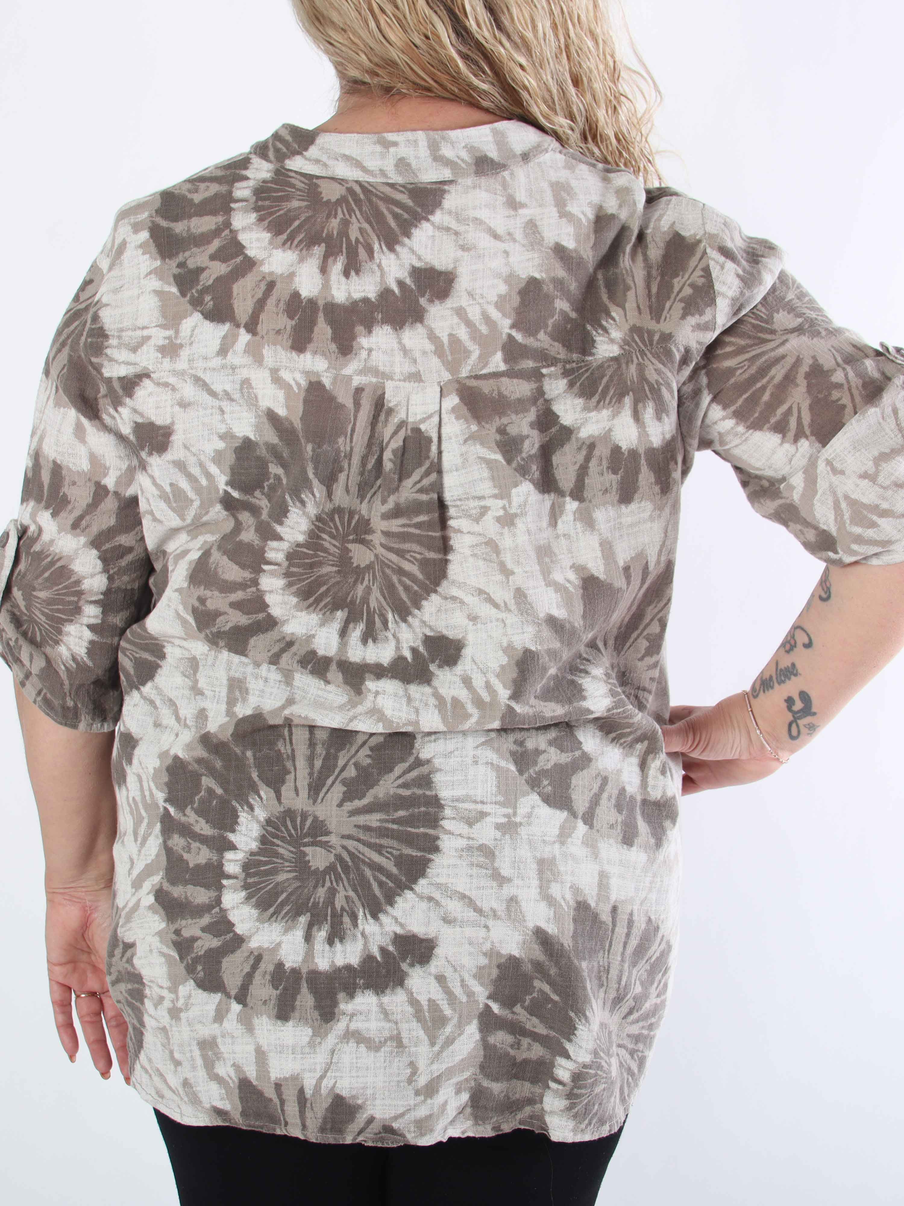 Akella - Mønstret plus size skjorte i let bomuldsstof