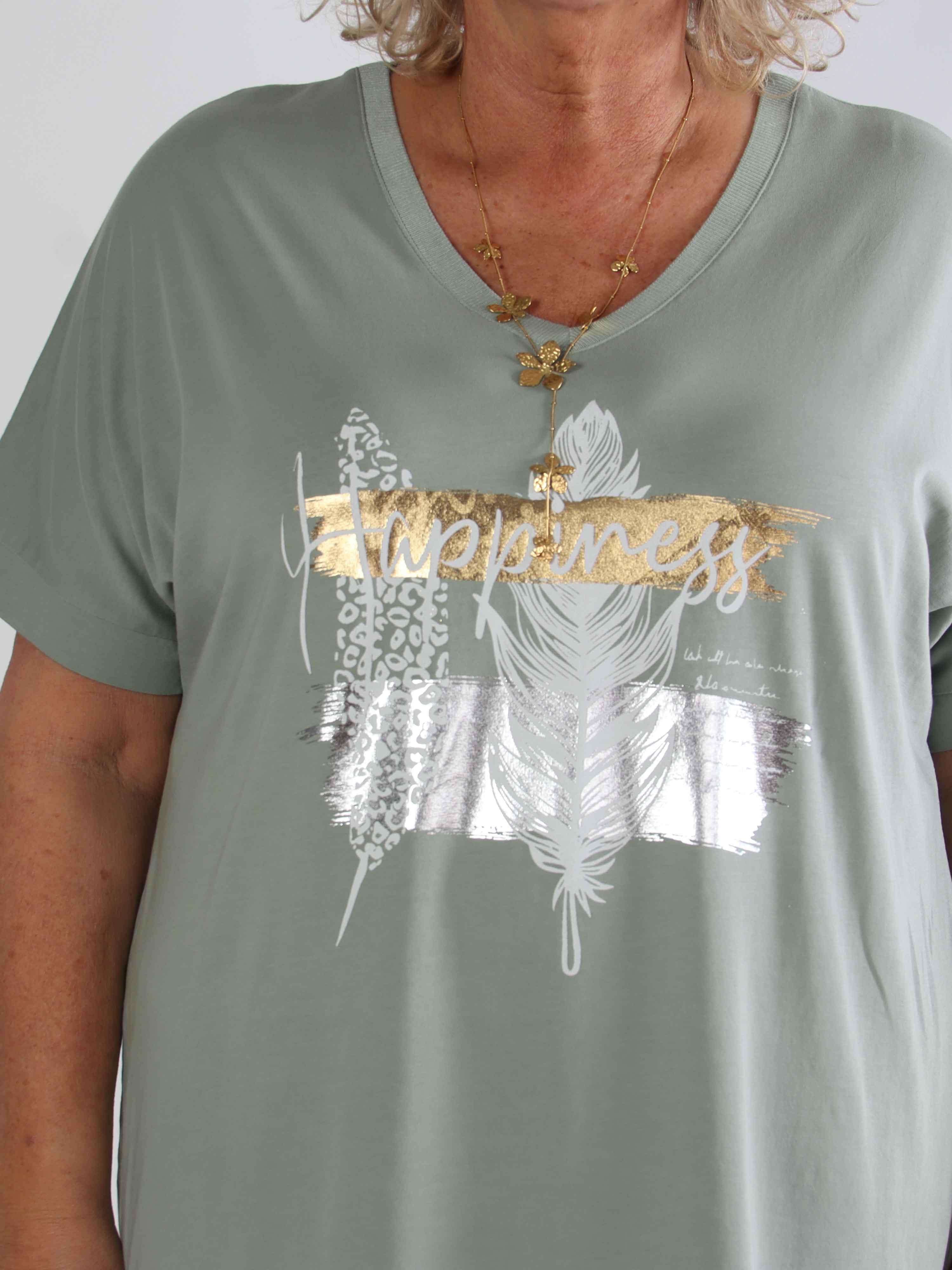 Alana - Plus size t-shirtkjole i bomuld med fejrmotiver foran