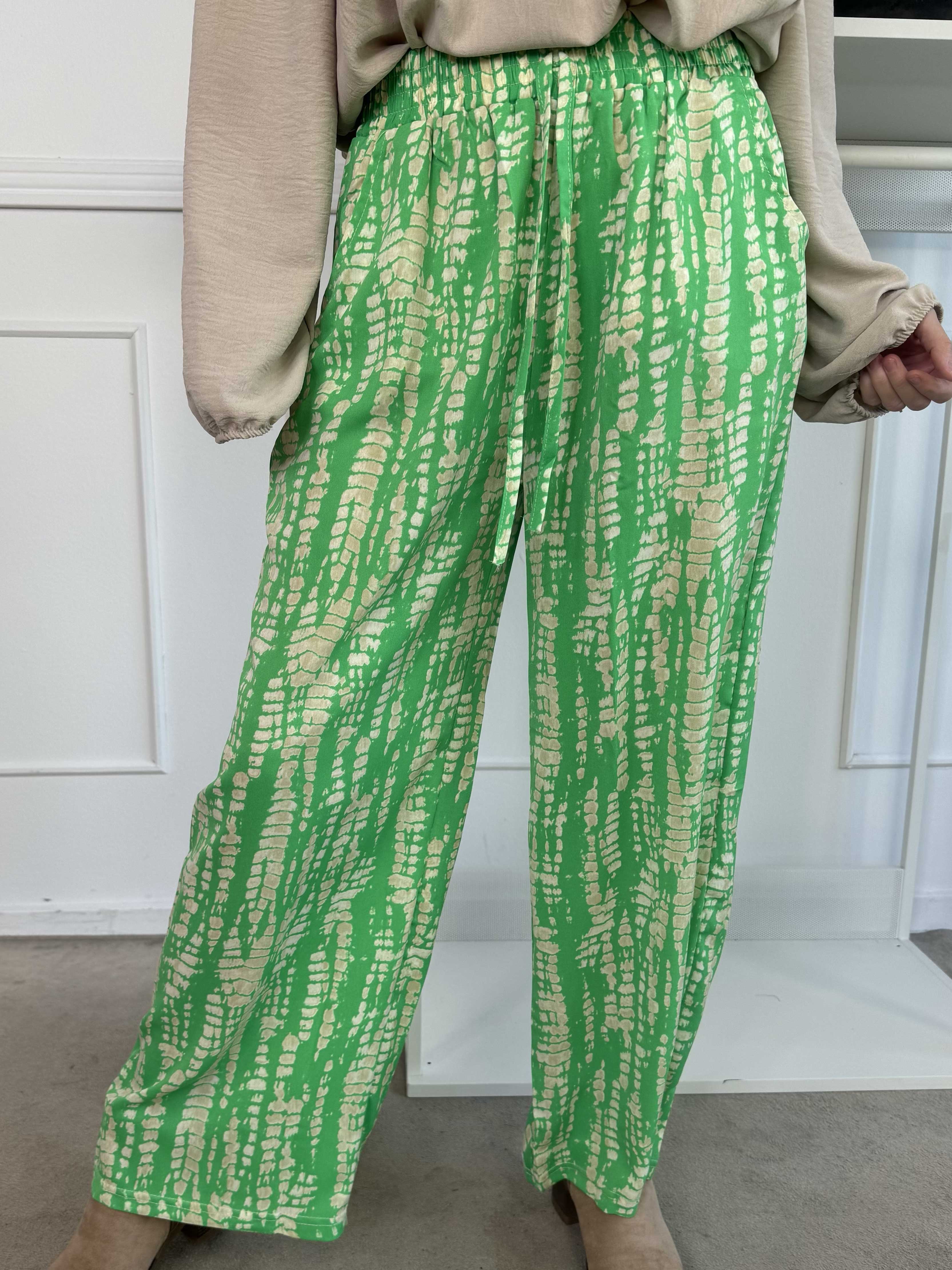 Alexa - Mønstret løse bukser med elastikkant i livet