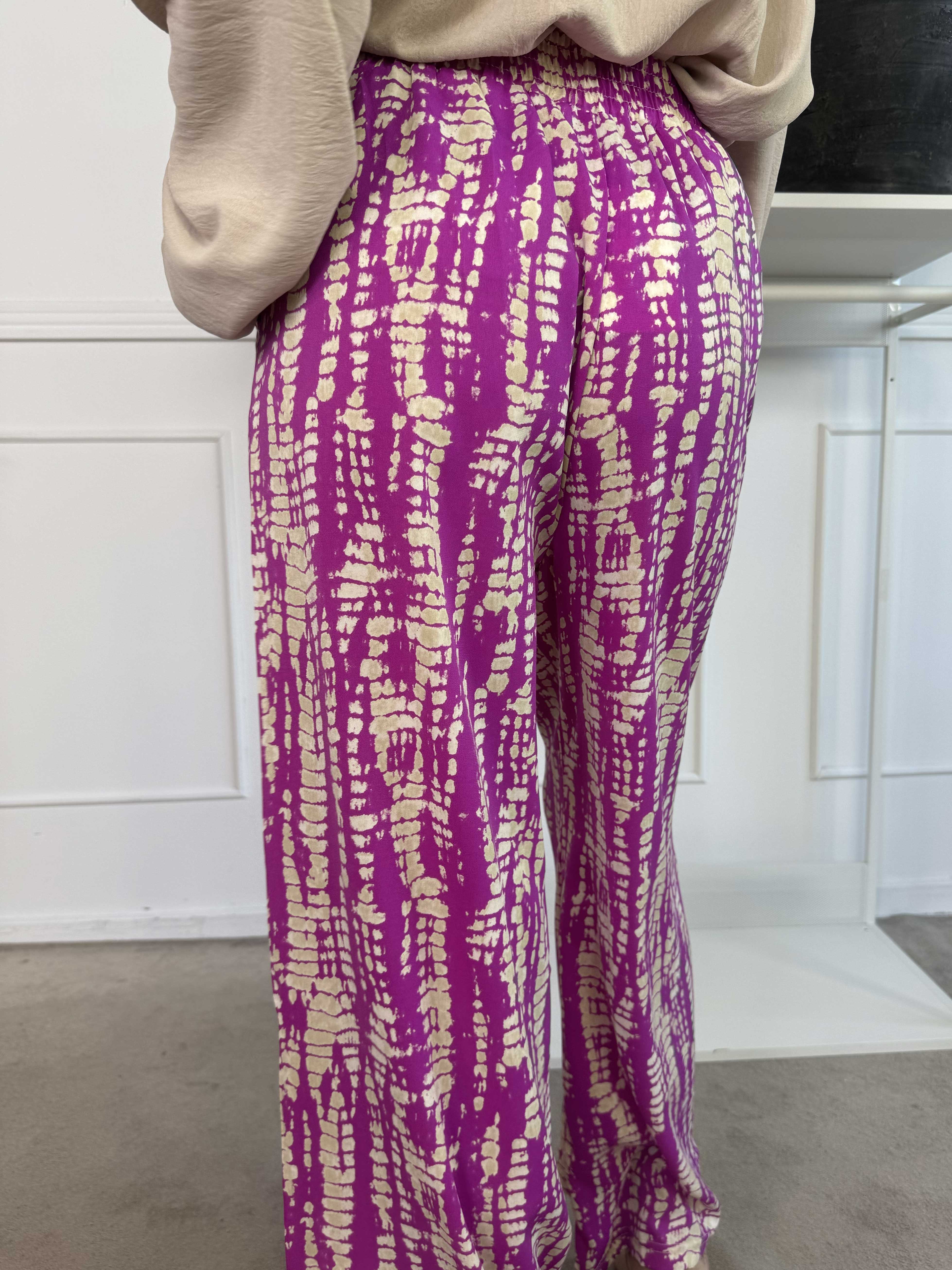 Alexa - Mønstret løse bukser med elastikkant i livet