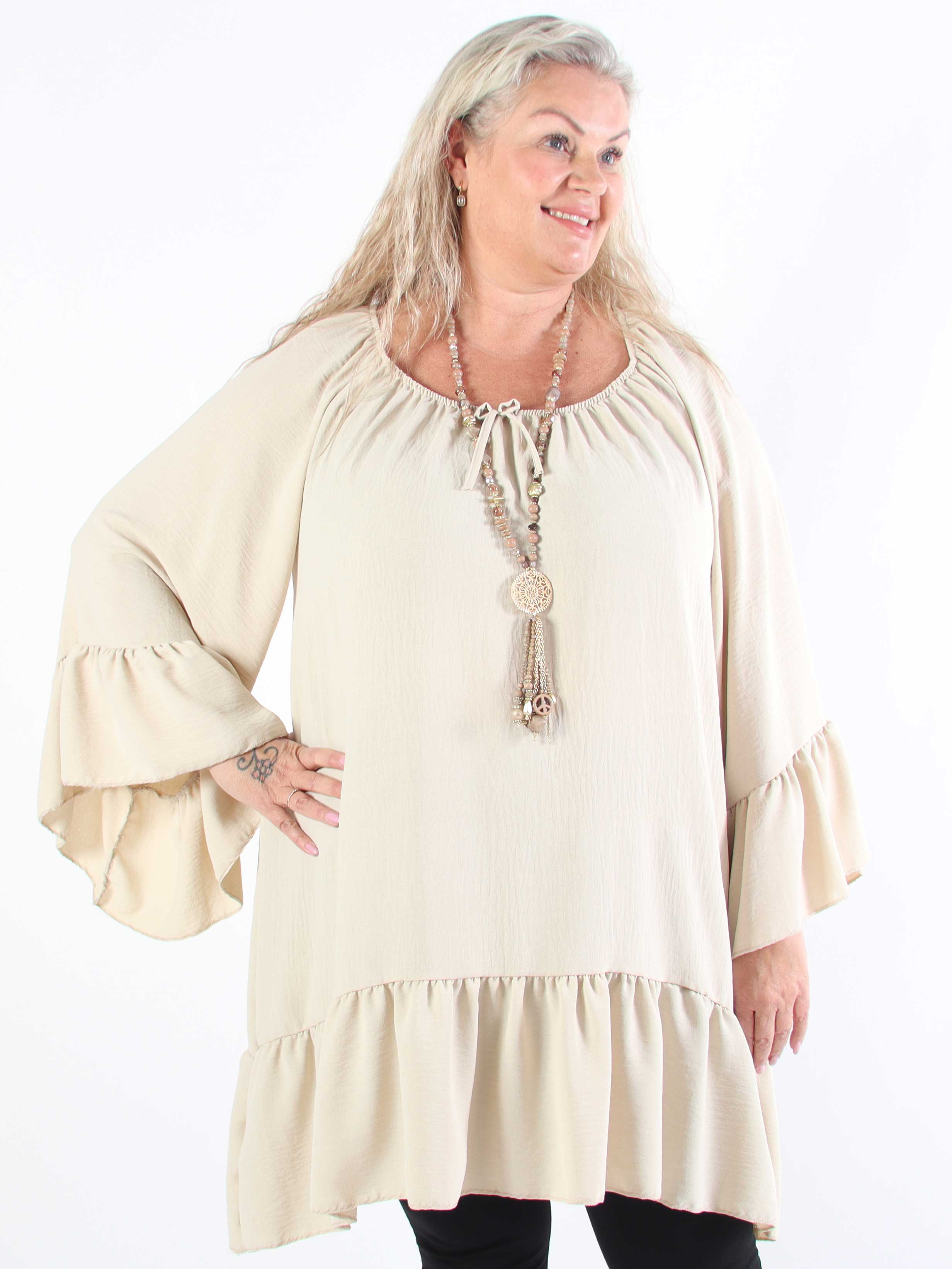 Alicia - Plus size Tunikakjole med elastik udskæring