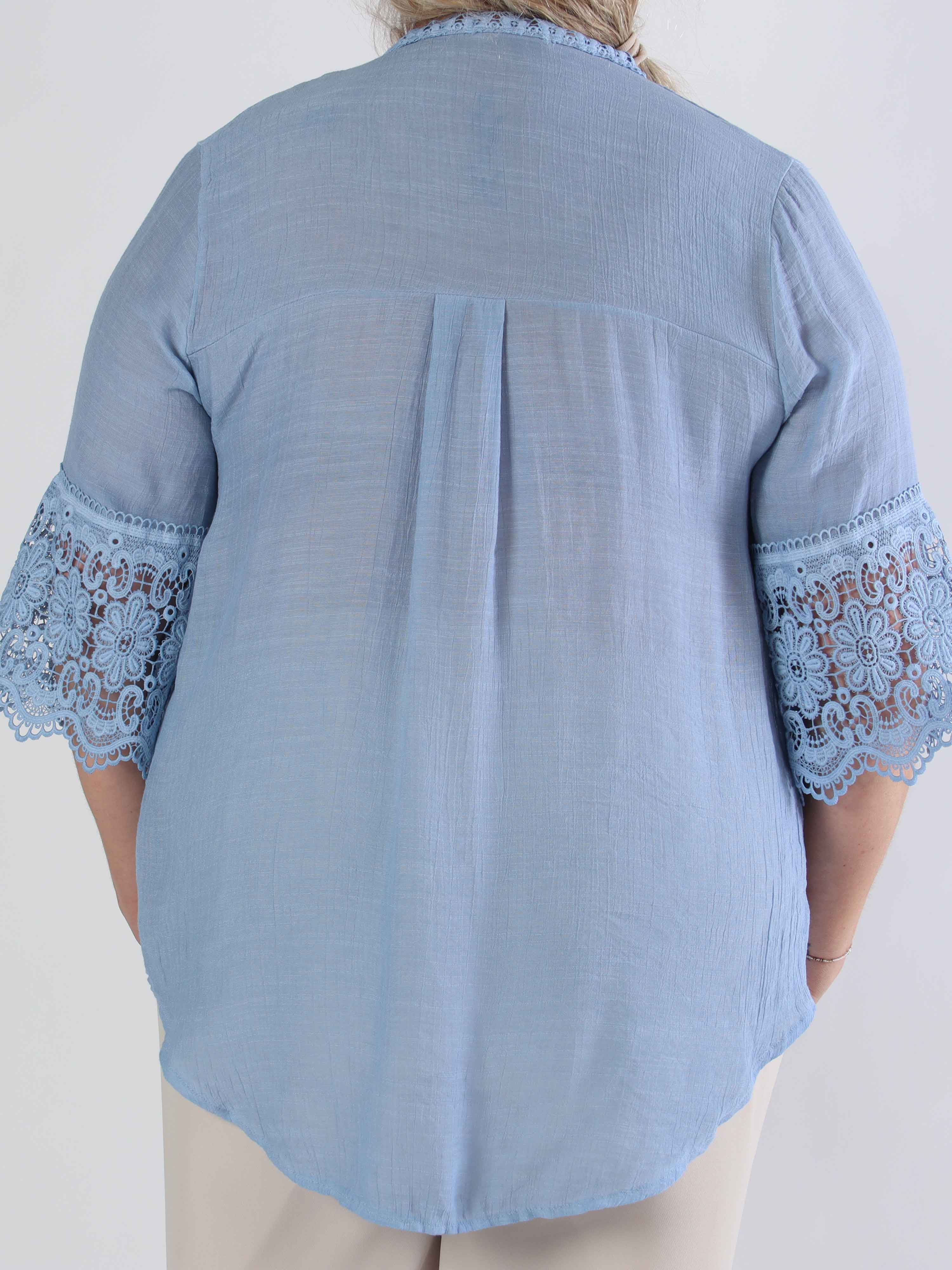 Alva - Sød plus size tunika med søde broderede ærmer