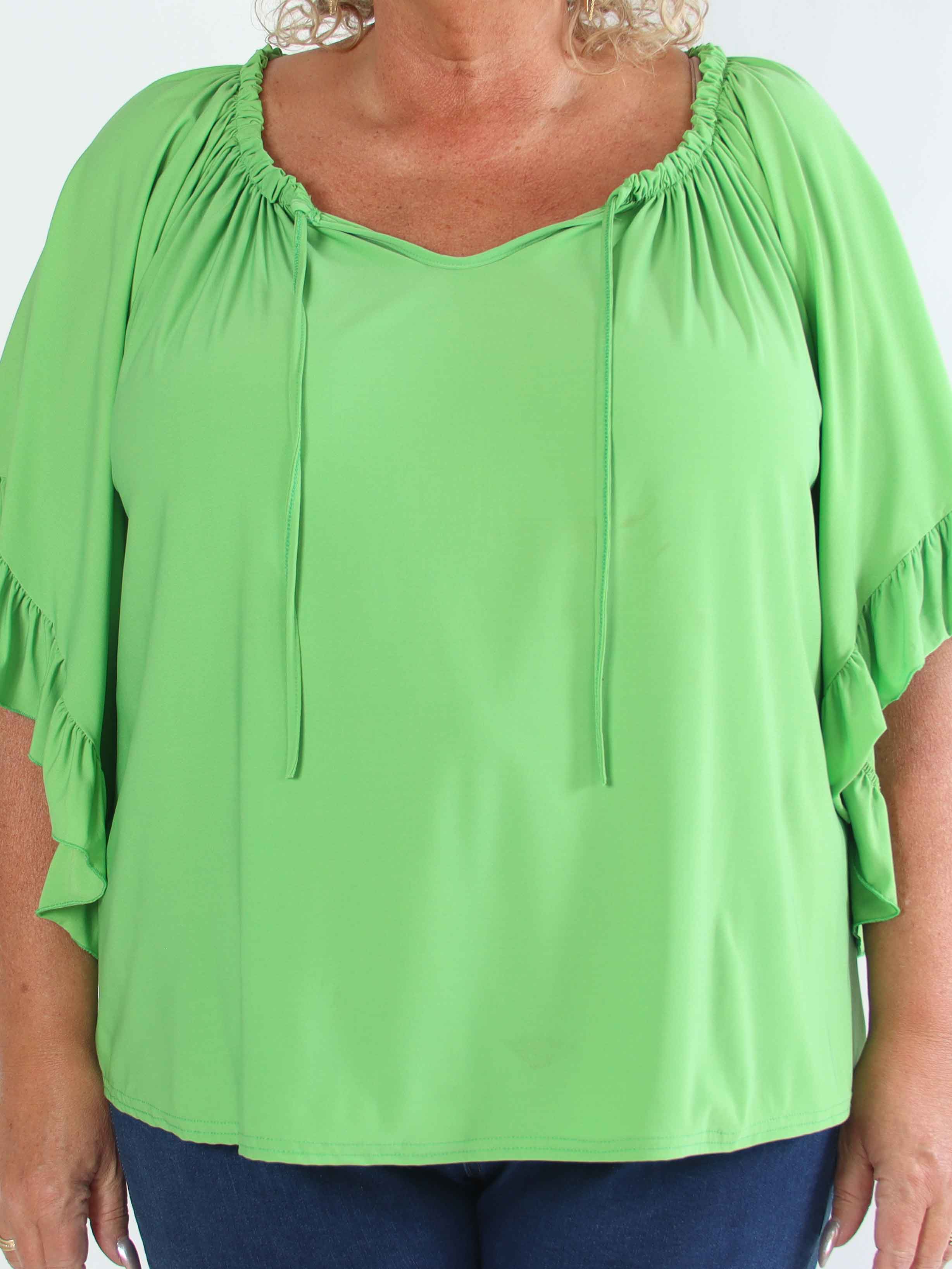 Anneli - Sød elastisk plus size tunika med flæseærmer