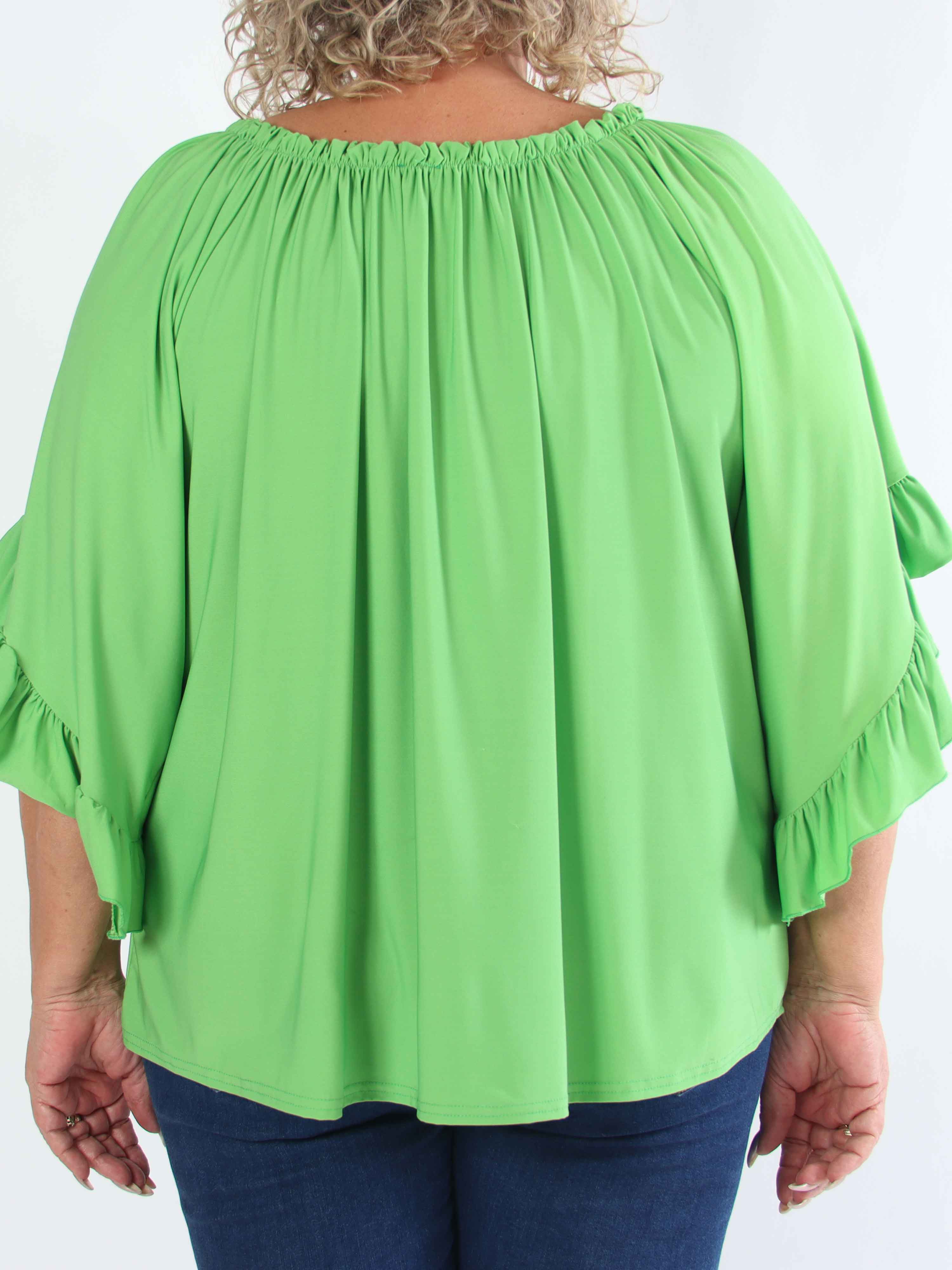 Anneli - Sød elastisk plus size tunika med flæseærmer