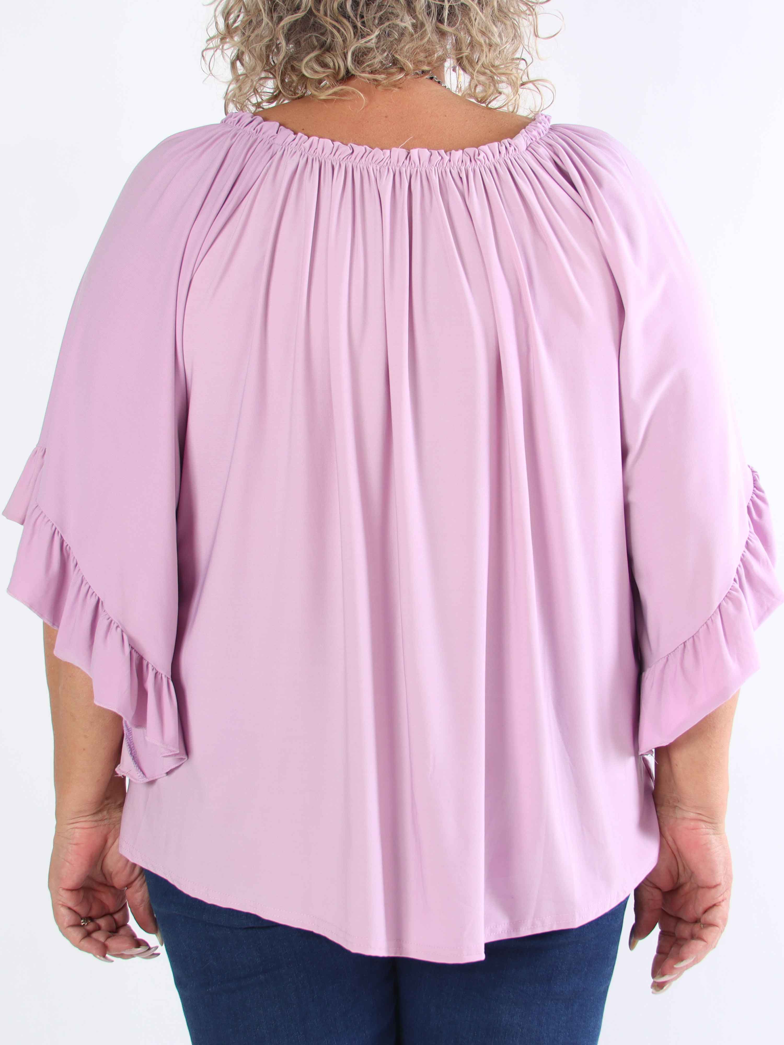 Anneli - Sød elastisk plus size tunika med flæseærmer
