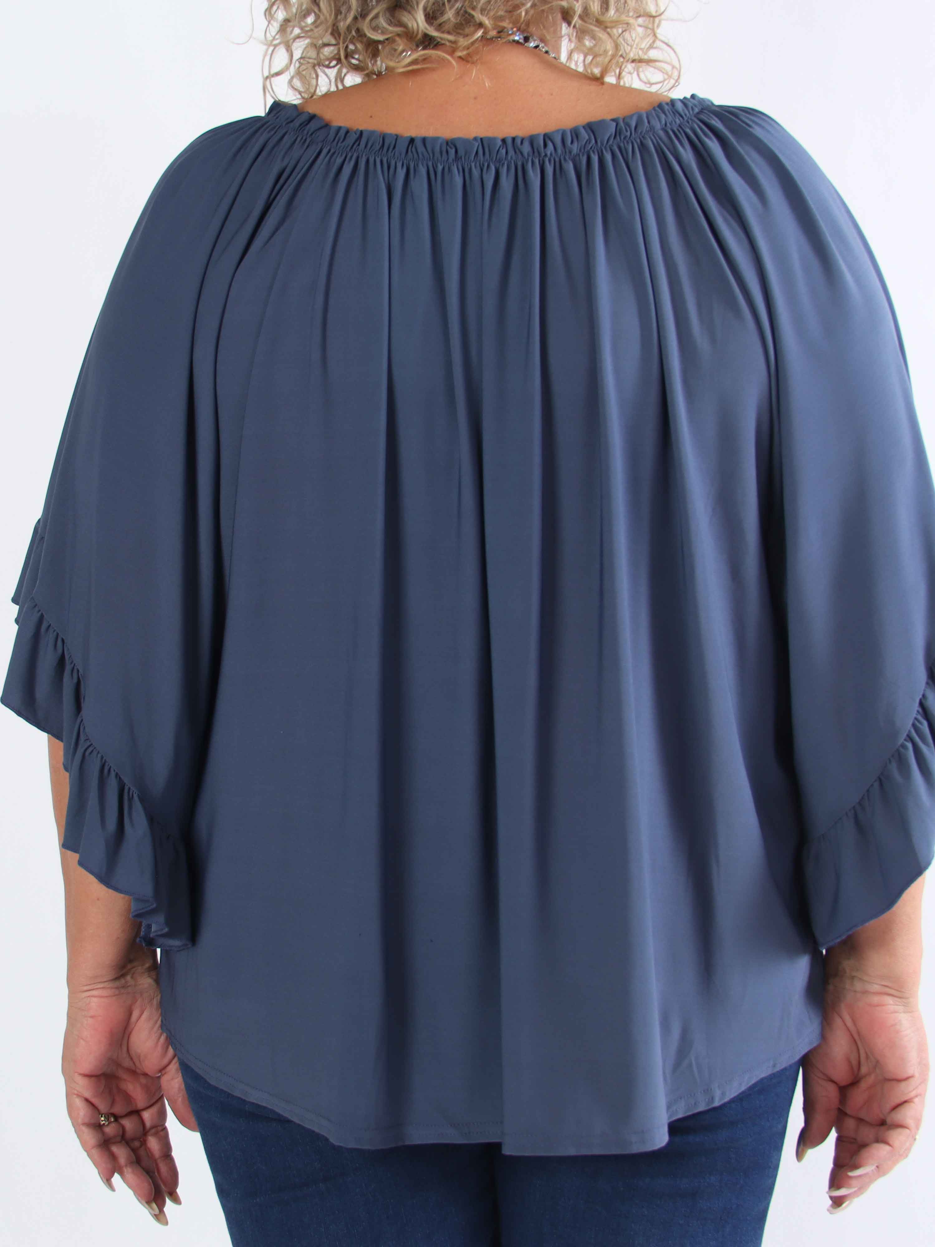 Anneli - Sød elastisk plus size tunika med flæseærmer