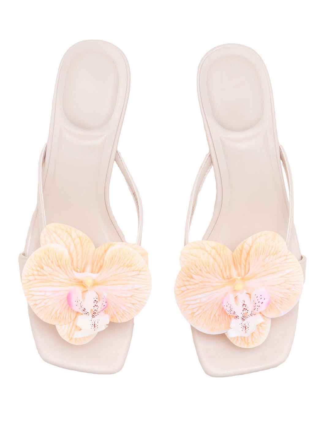 Archidea - Fin sandal med lille hæl og pyntet med en orkidé