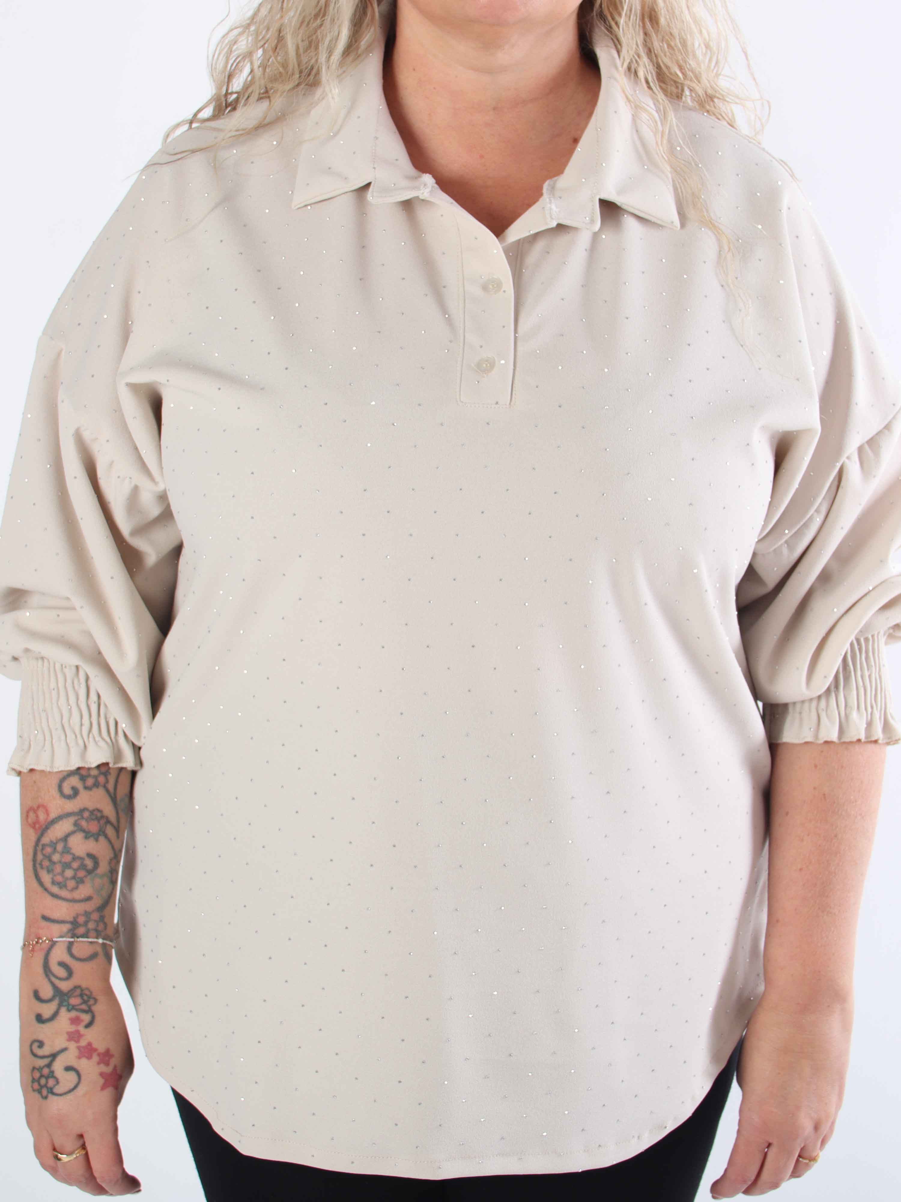 Aria - Plus size tunika med similisten og smock ved ærmet