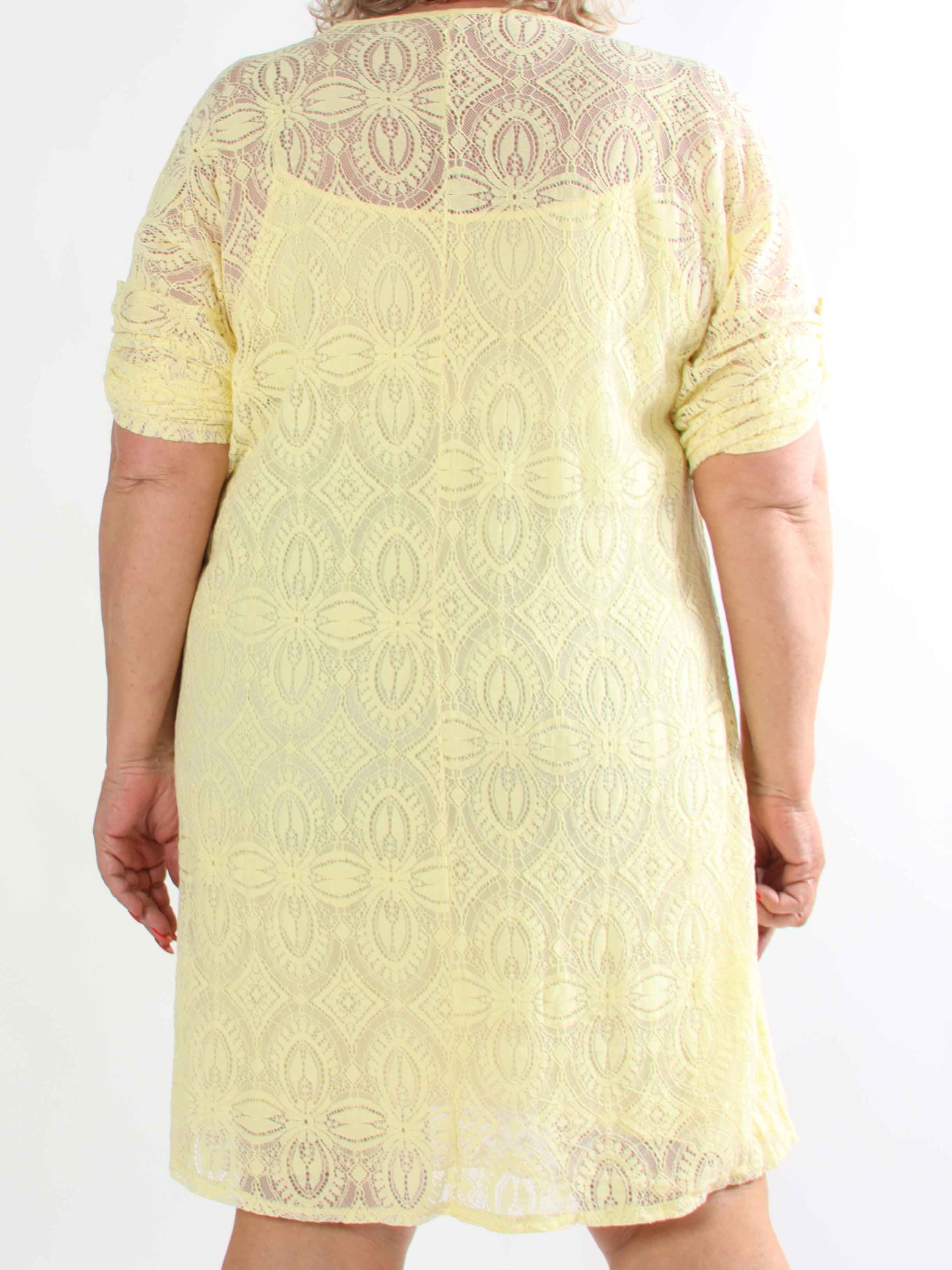 Arianna - Sød plus size blondekjole i bomuld med blød underkjole