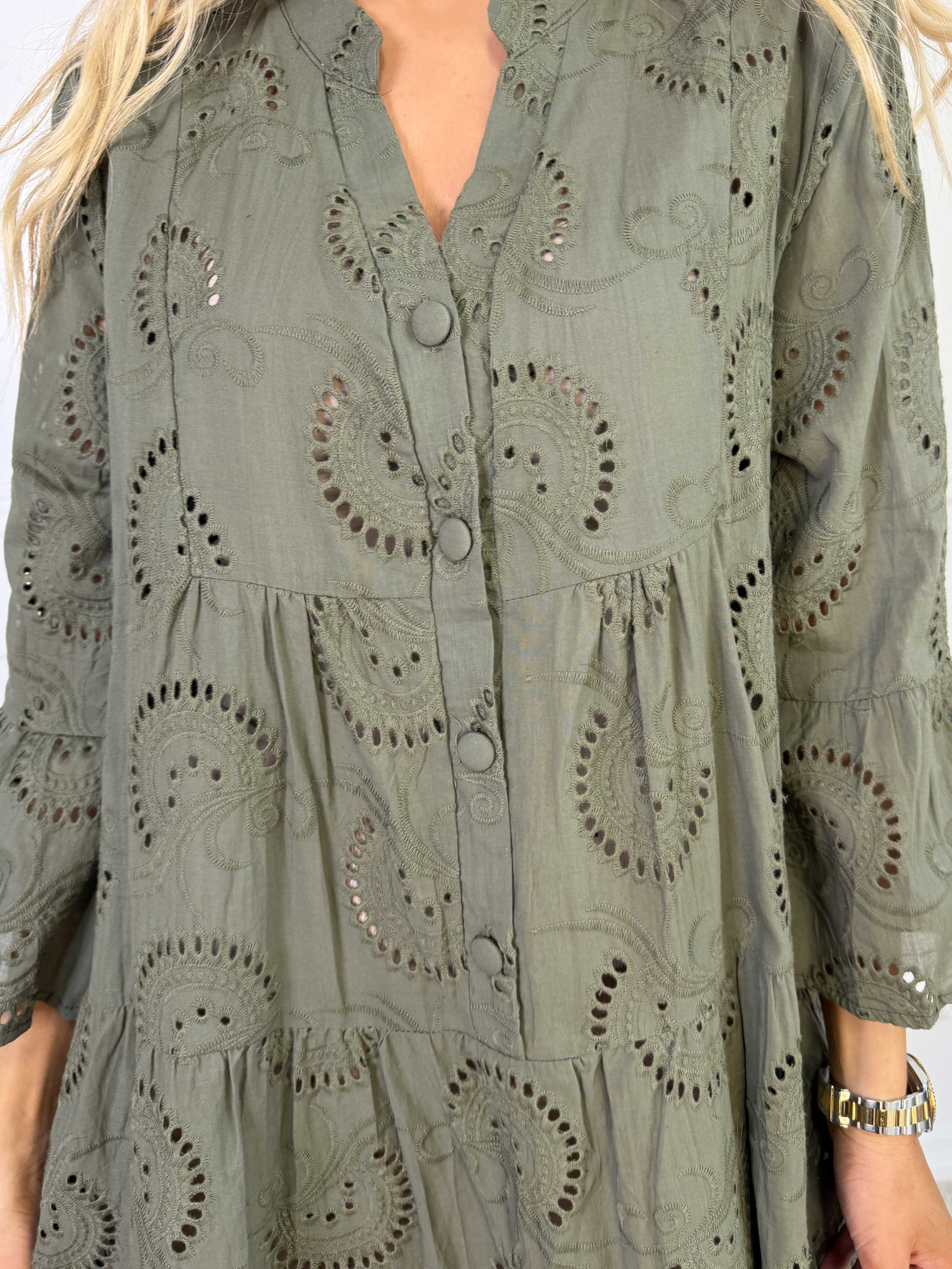 Benti - Tunikakjole i viskose med broderie anglaise