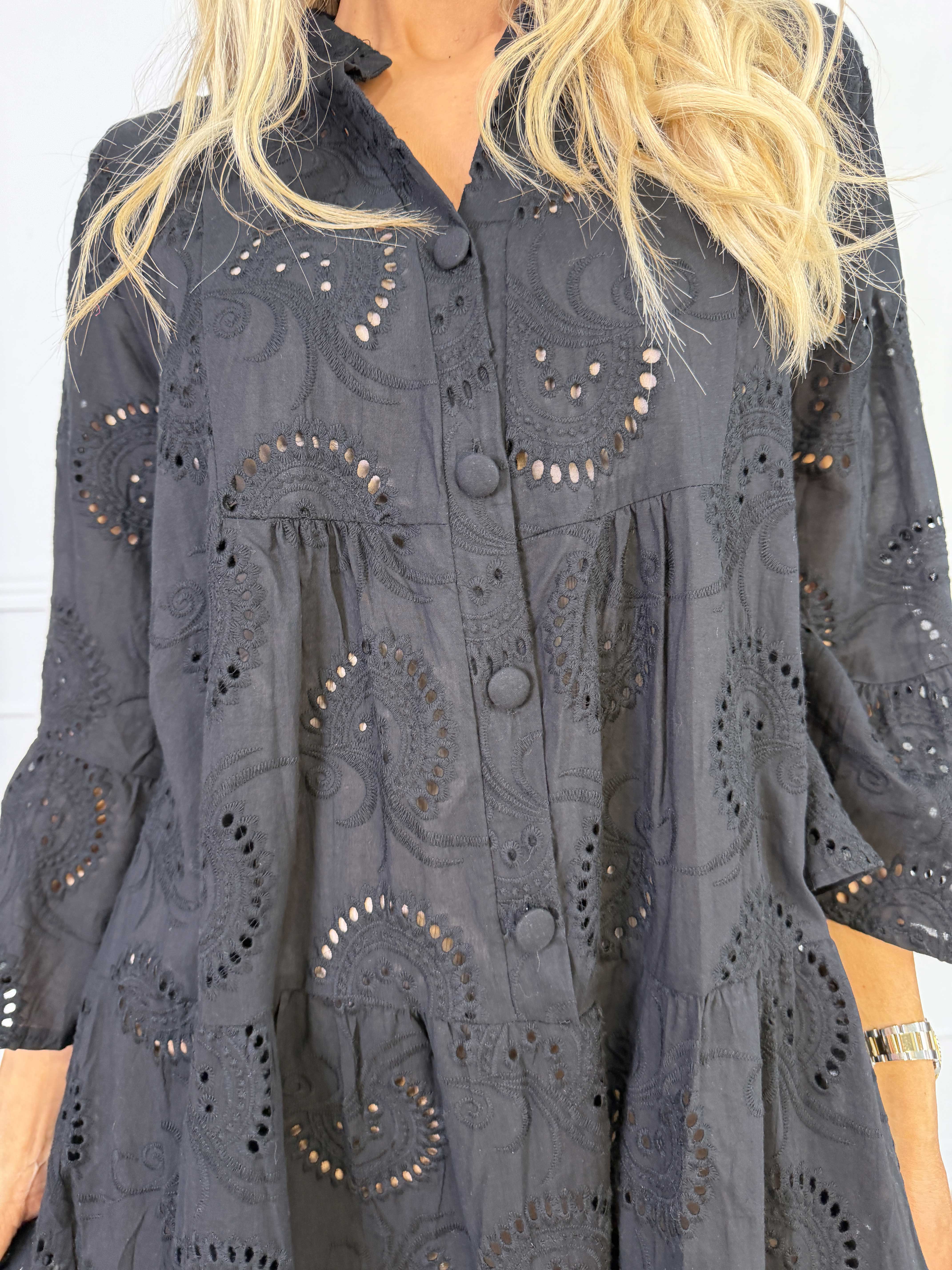 Benti - Tunikakjole i viskose med broderie anglaise