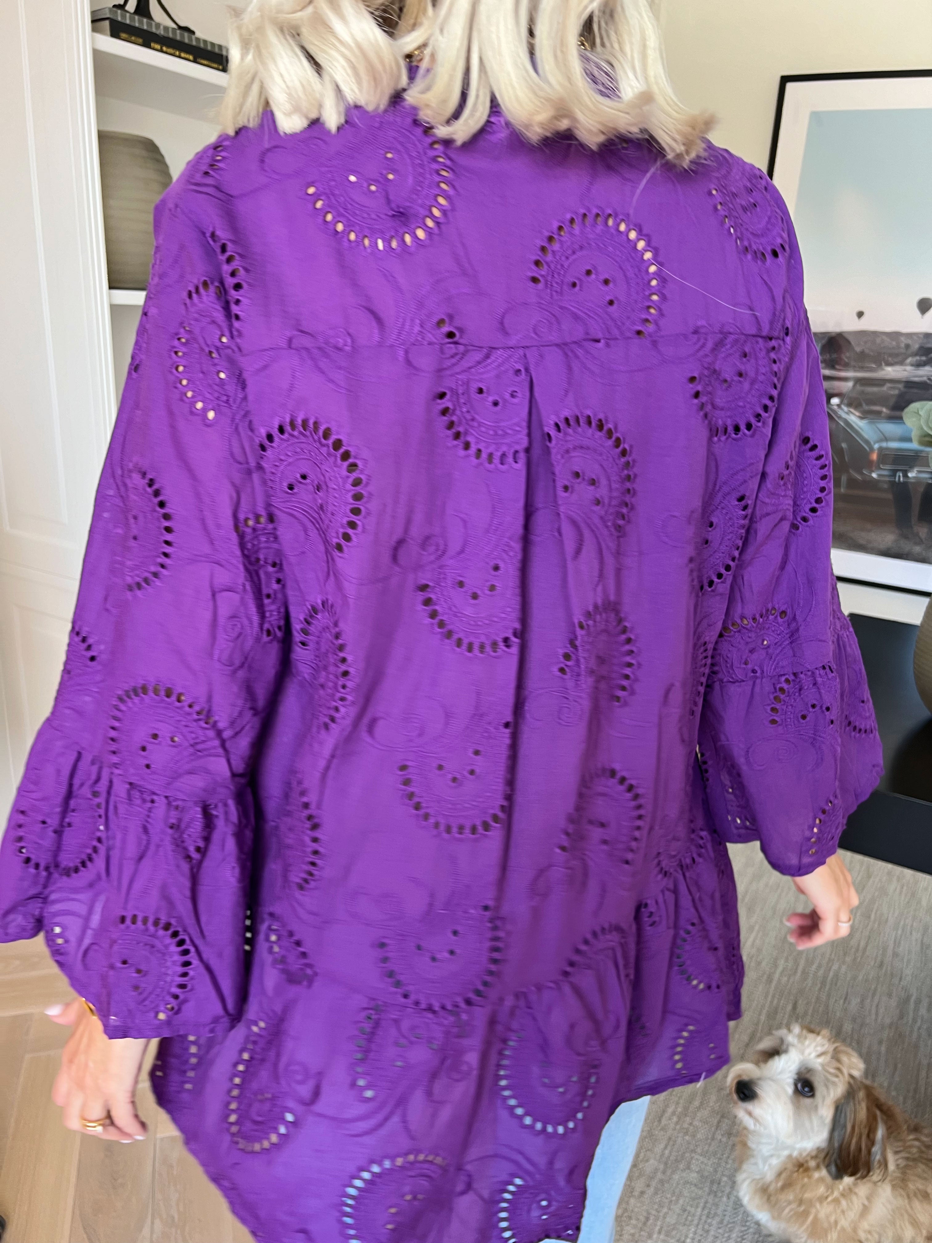 Benti Shirt - Tunika i viskose med broderie anglaise