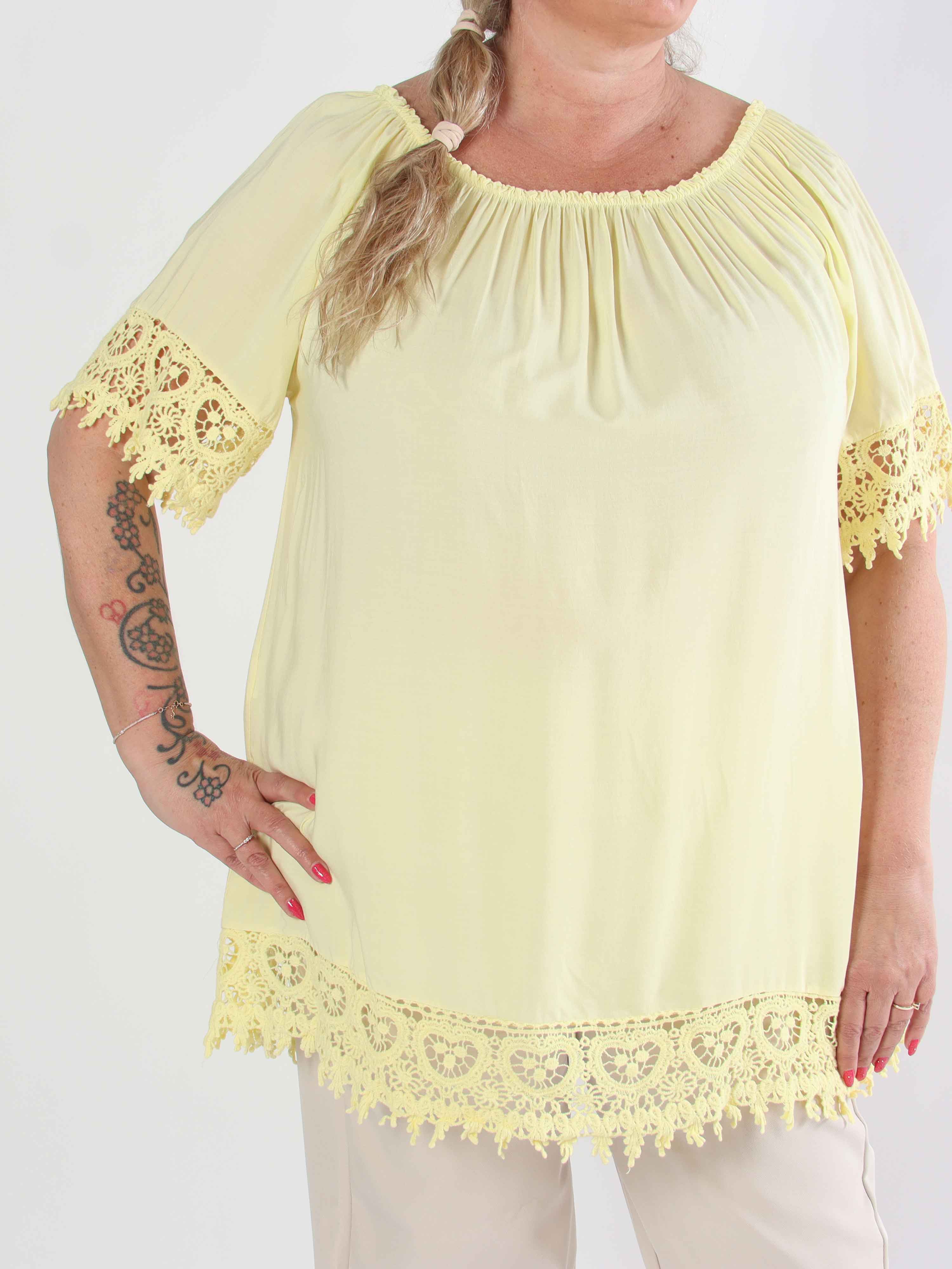 Carnelia - Plus size tunikakjole i viskose med broderet kanter