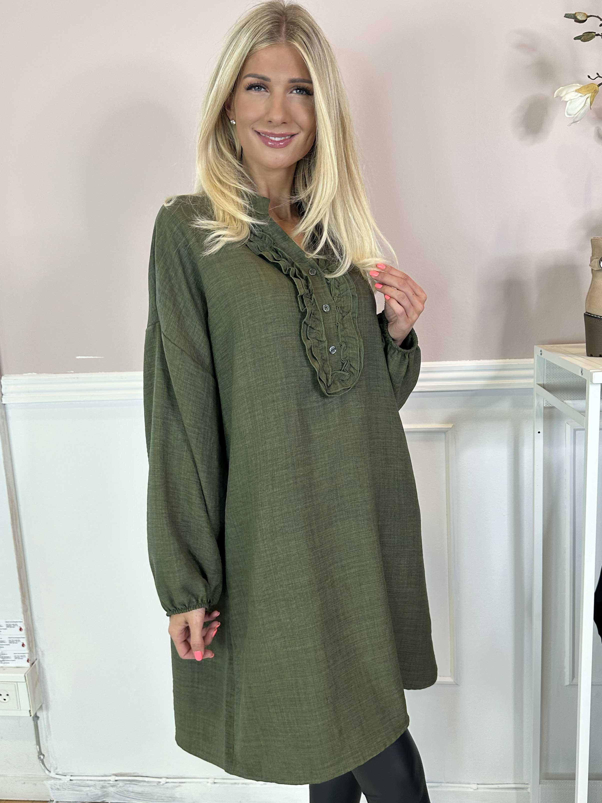 Cassia Plain - Tunikakjole med flæser ved brystet