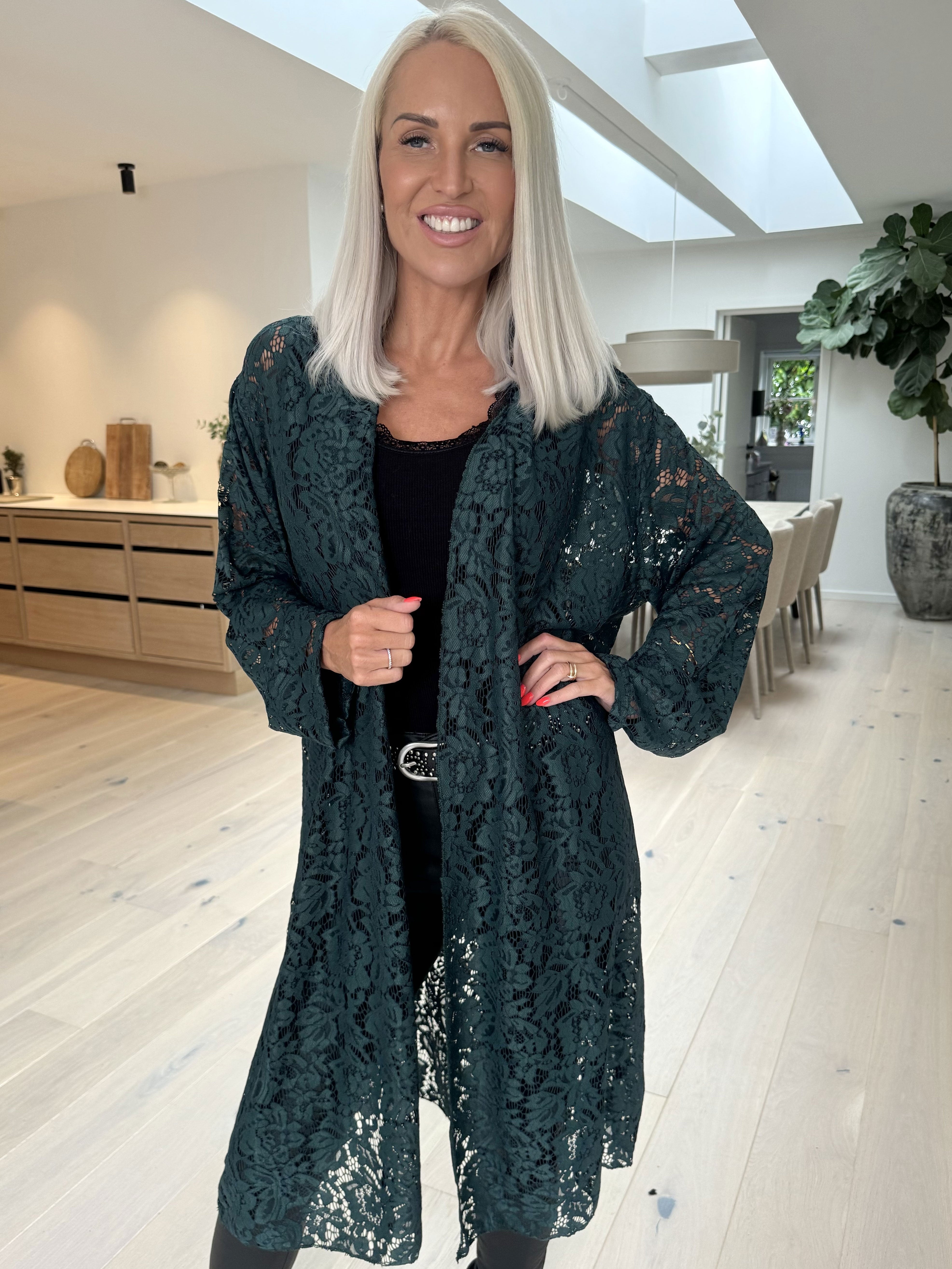 Cece - Cardigan i blød elastisk blonde