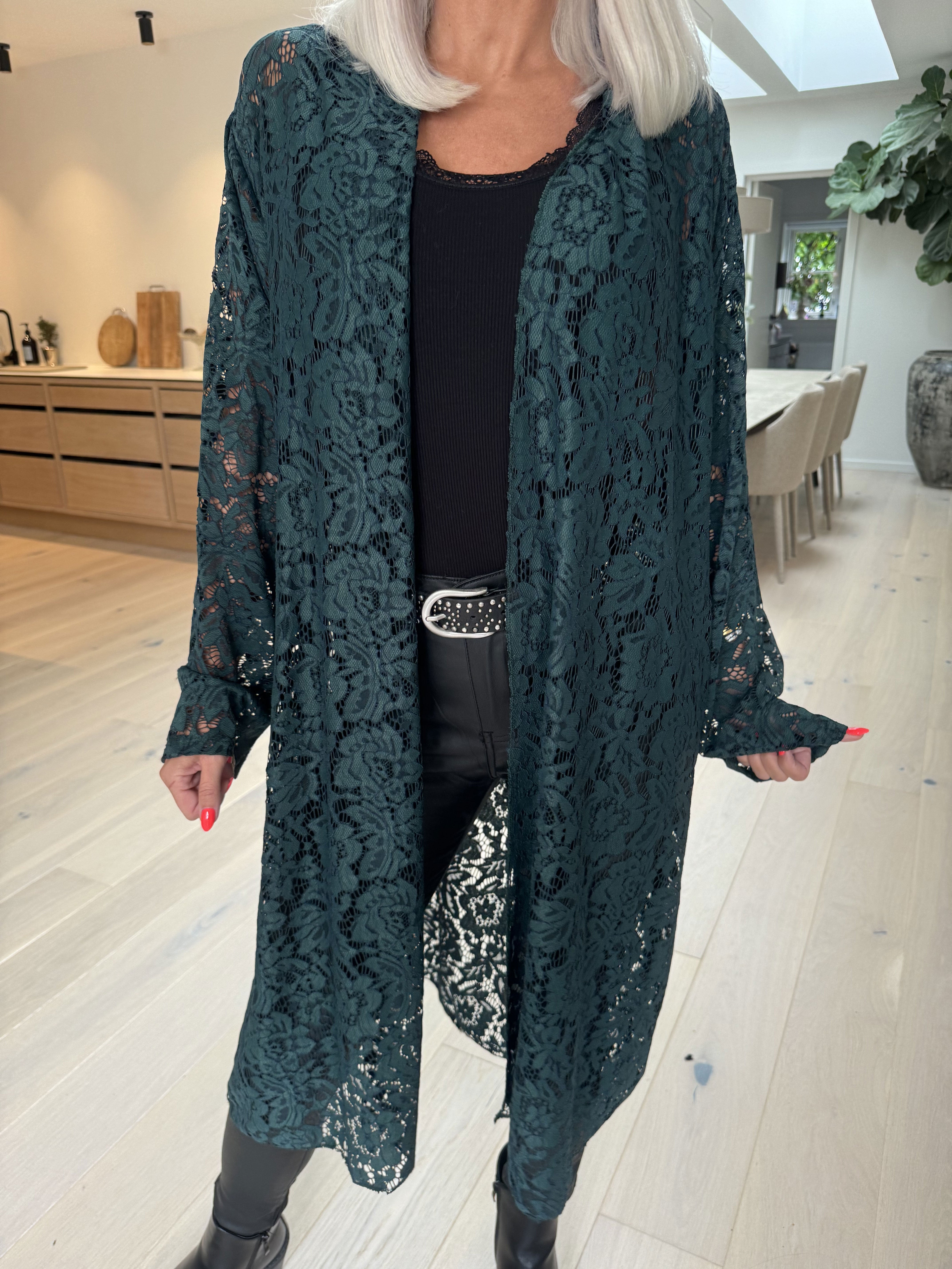 Cece - Cardigan i blød elastisk blonde