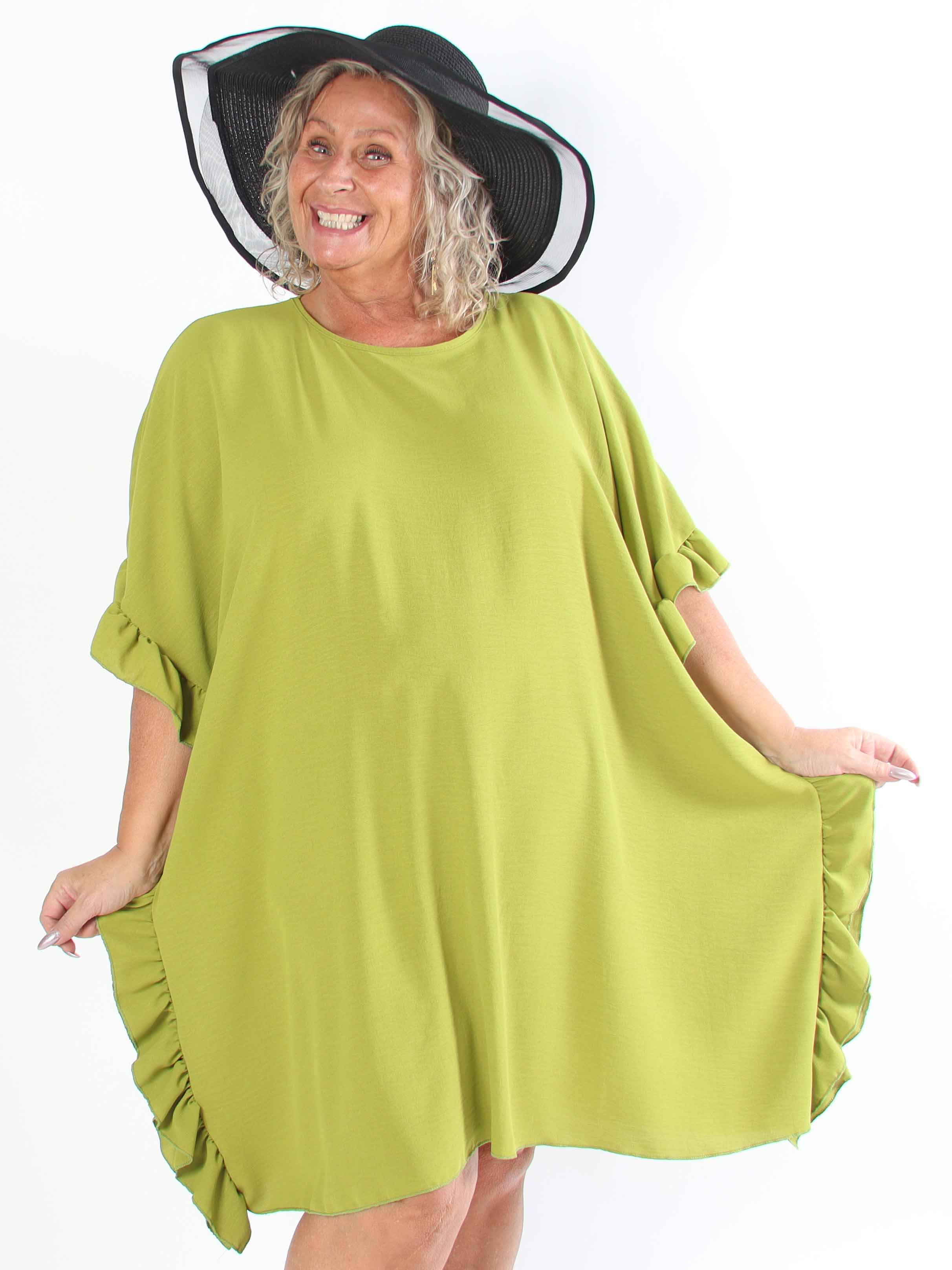 Cille - Plus size tunika med flæsekanter i siderne