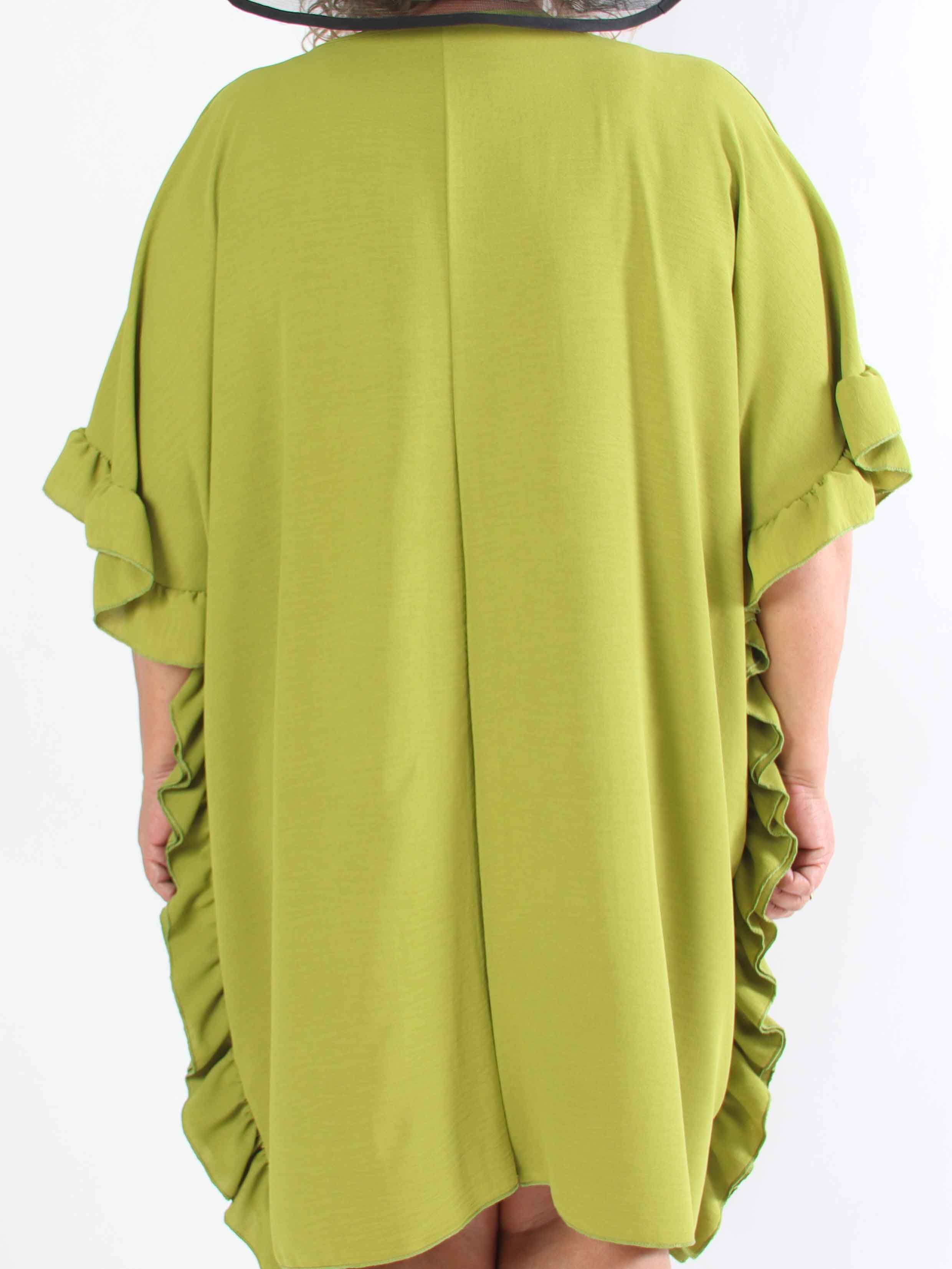 Cille - Plus size tunika med flæsekanter i siderne