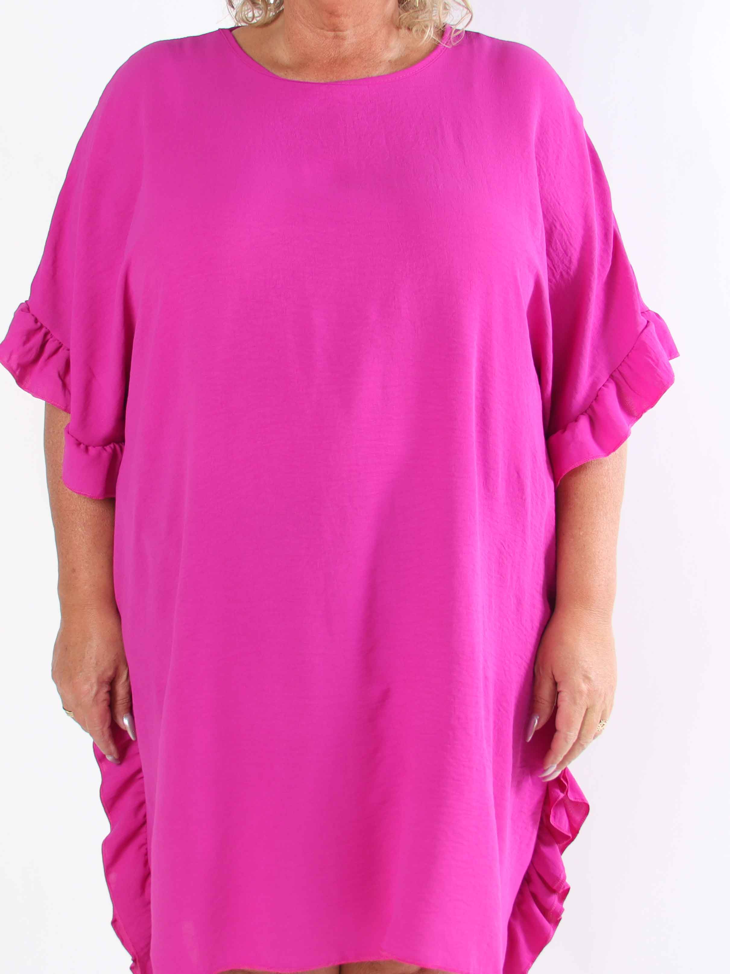 Cille - Plus size tunika med flæsekanter i siderne