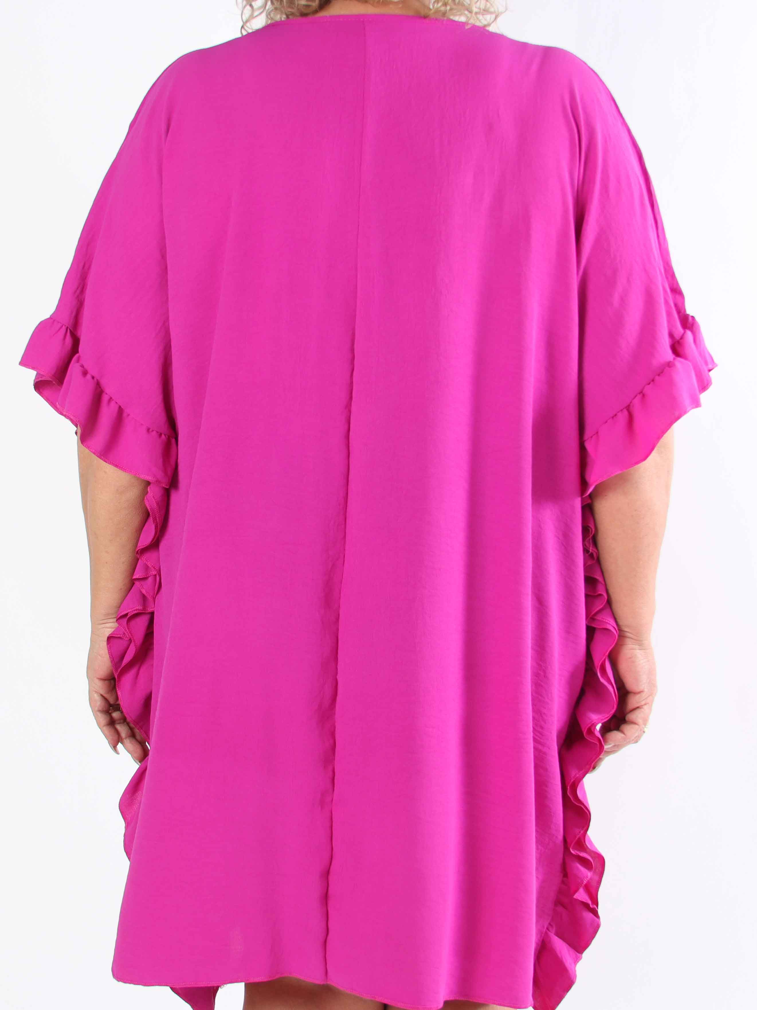 Cille - Plus size tunika med flæsekanter i siderne