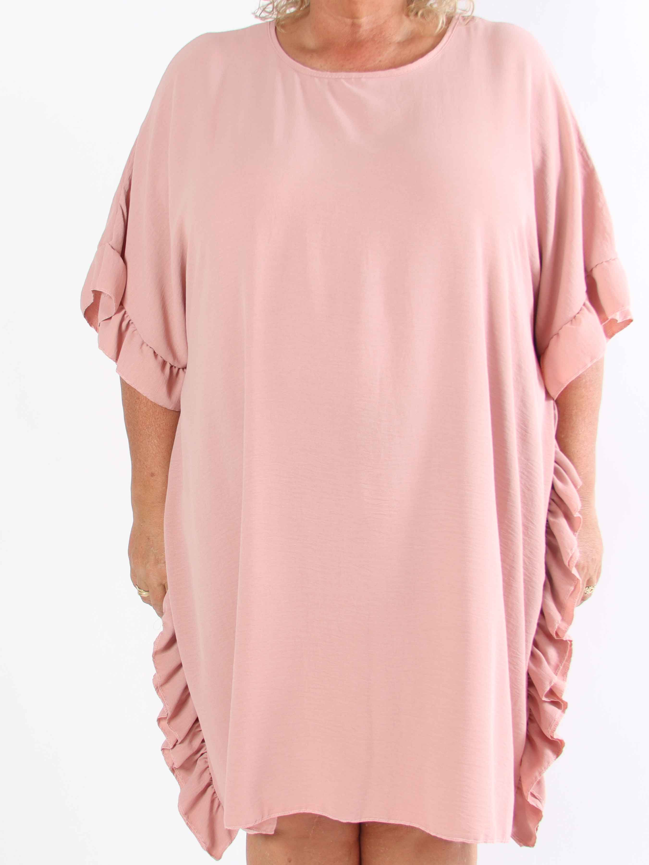 Cille - Plus size tunika med flæsekanter i siderne