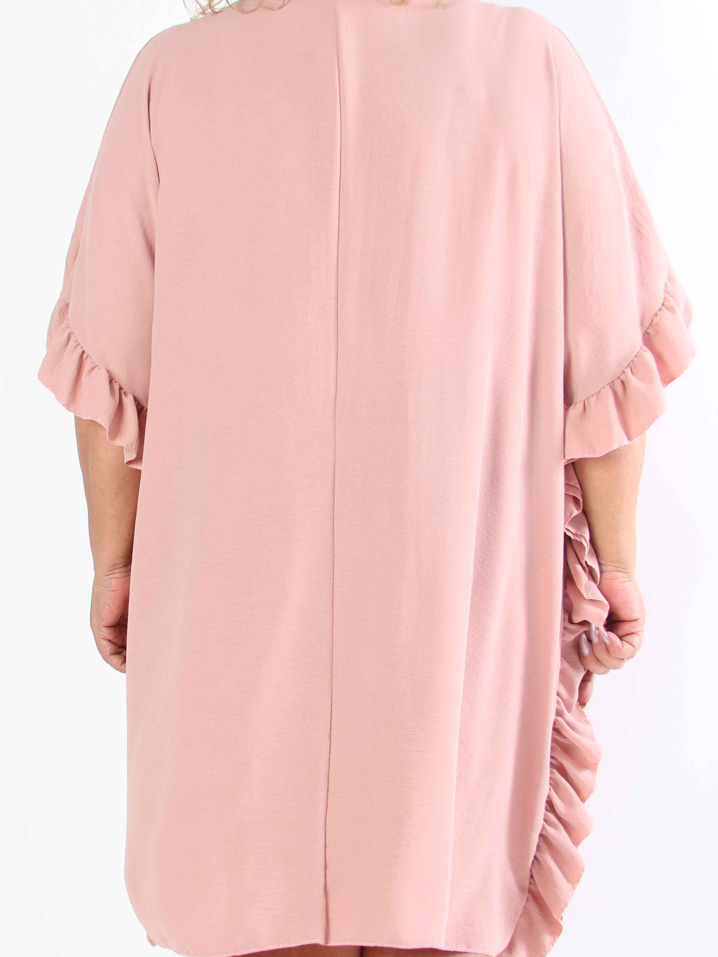 Cille - Plus size tunika med flæsekanter i siderne