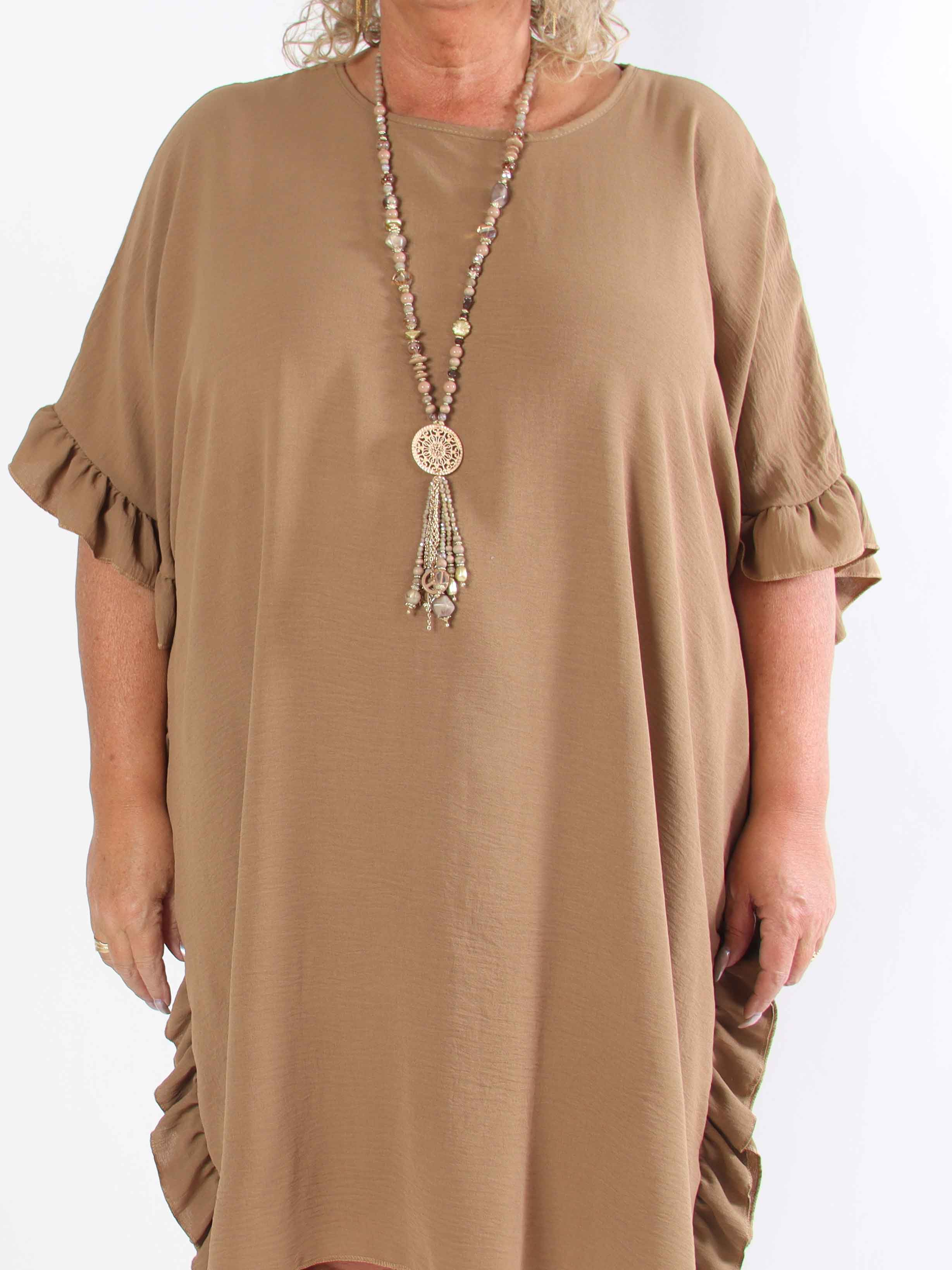 Cille - Plus size tunika med flæsekanter i siderne