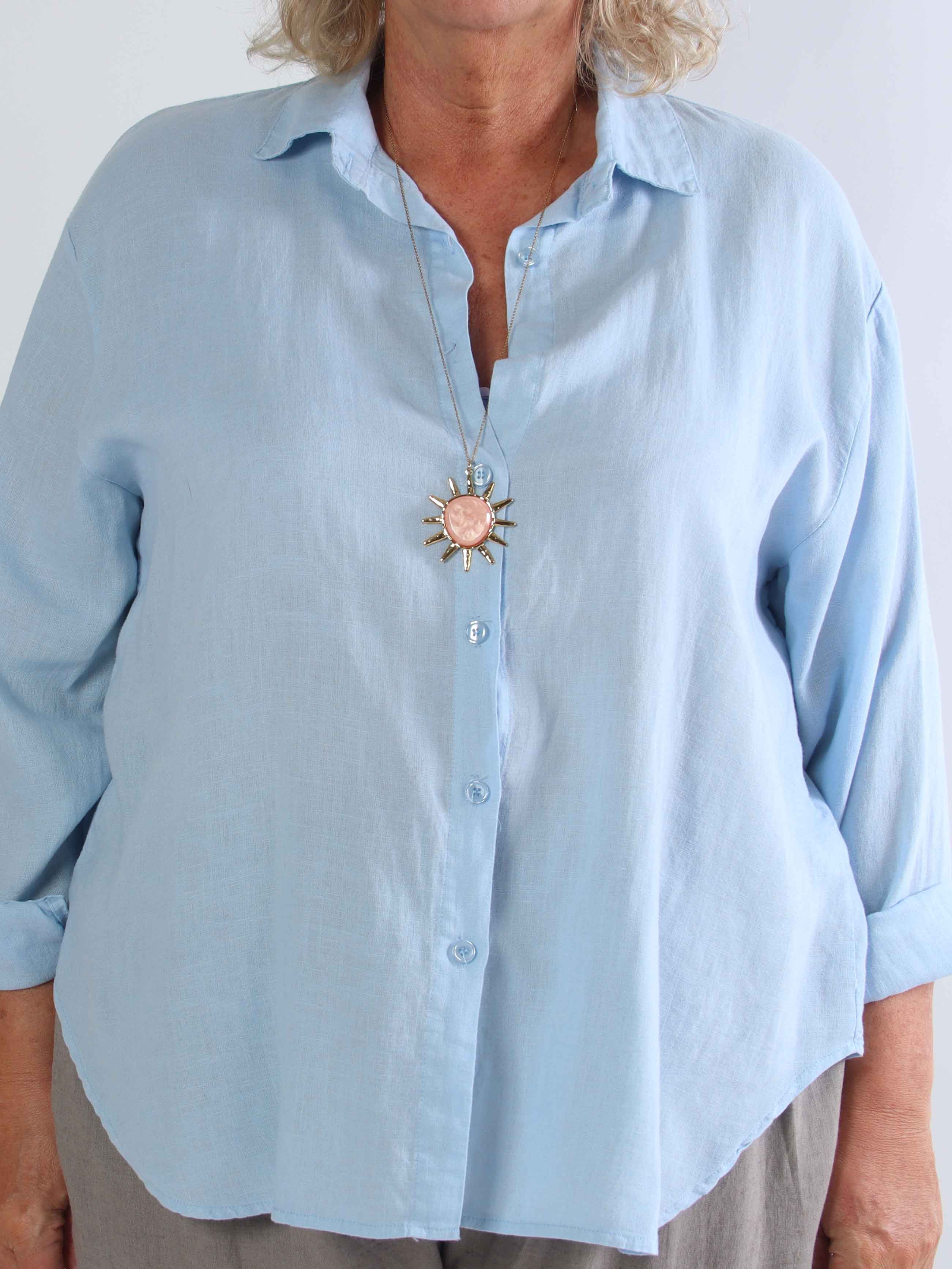 Clara Shirt - Ensfarvet plus size skjorte i viskose og hør