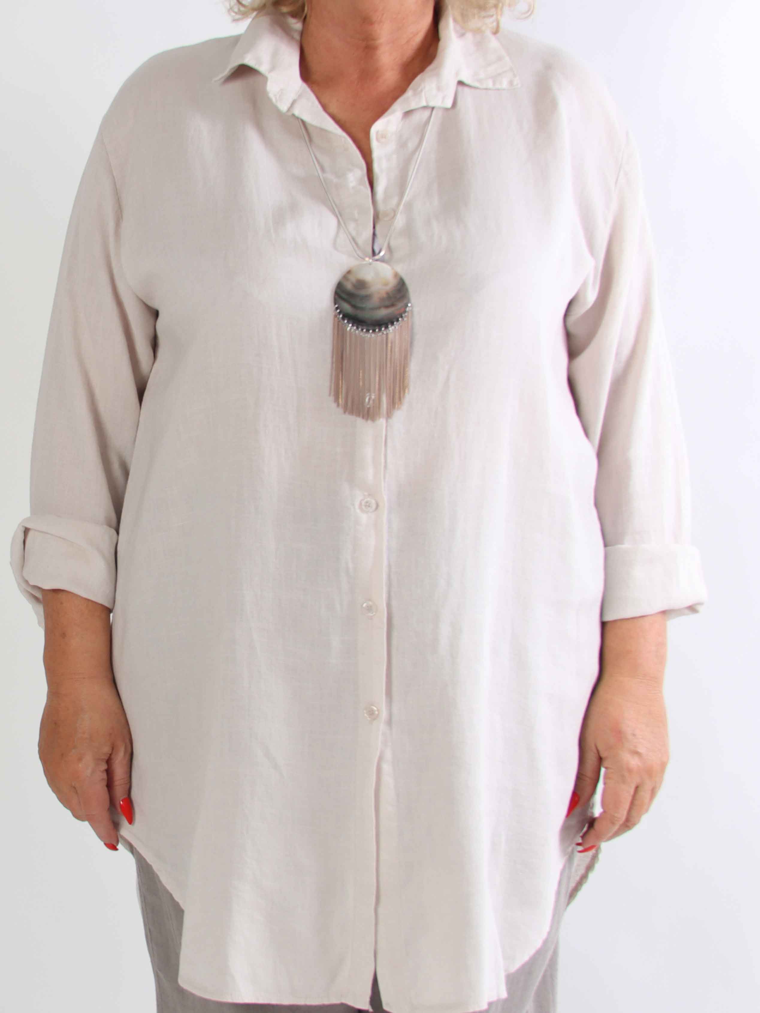 Clara Dress - Plus size skjortekjole i viskose og hør