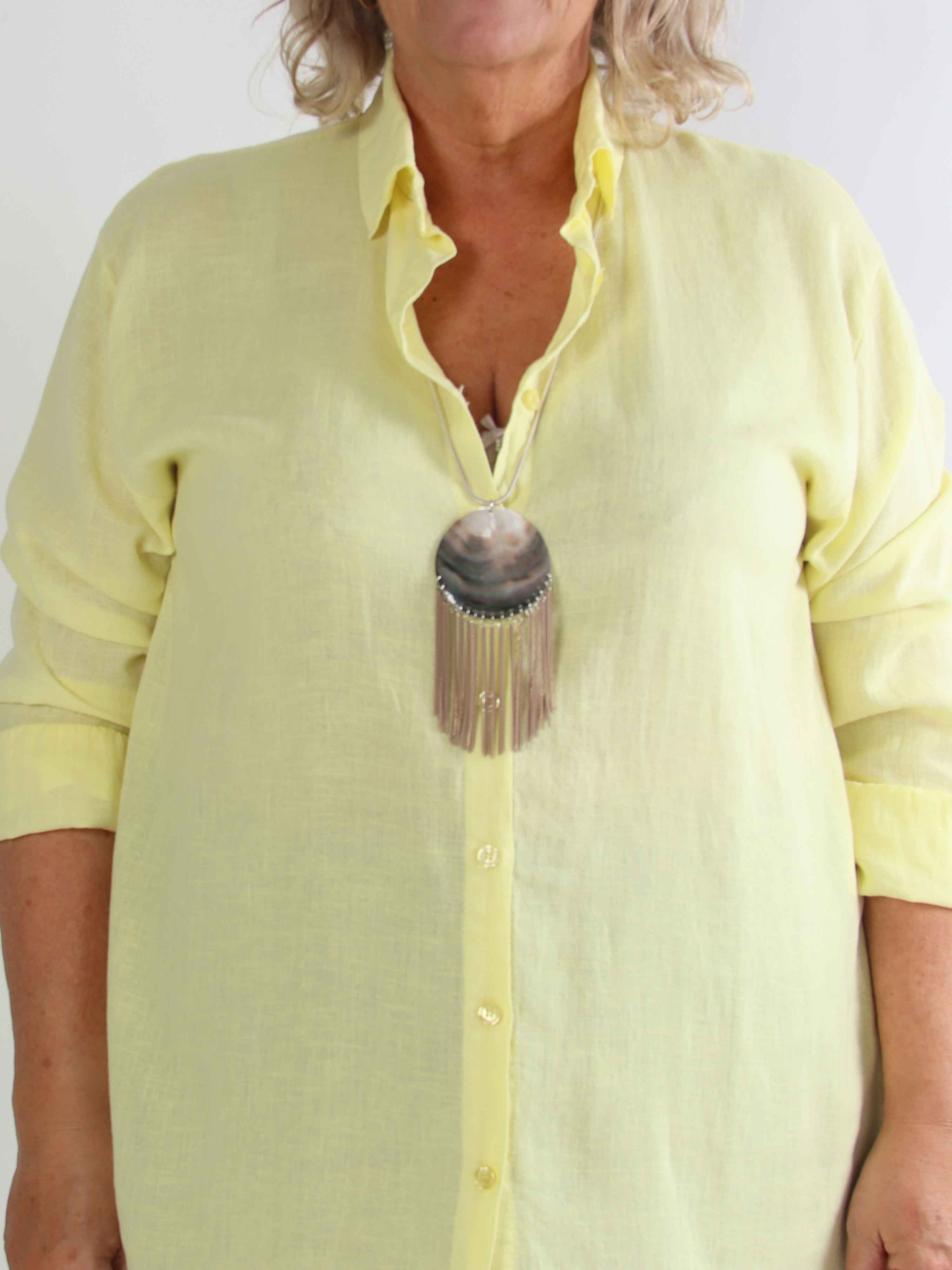 Clara Dress - Plus size skjortekjole i viskose og hør