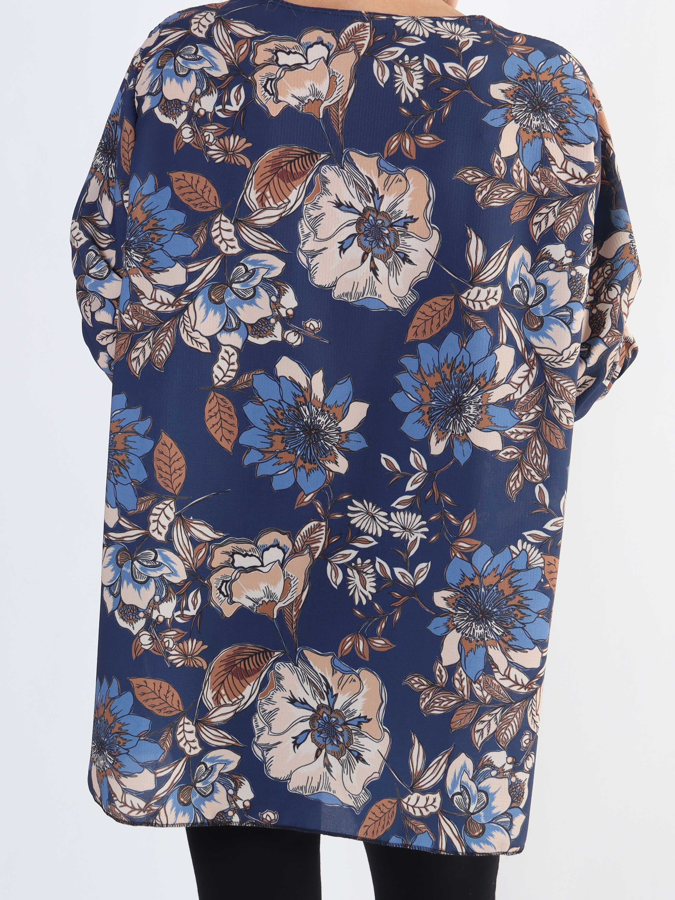 Claudia Flower - Plus size tunika med blomsterprint og lynlås