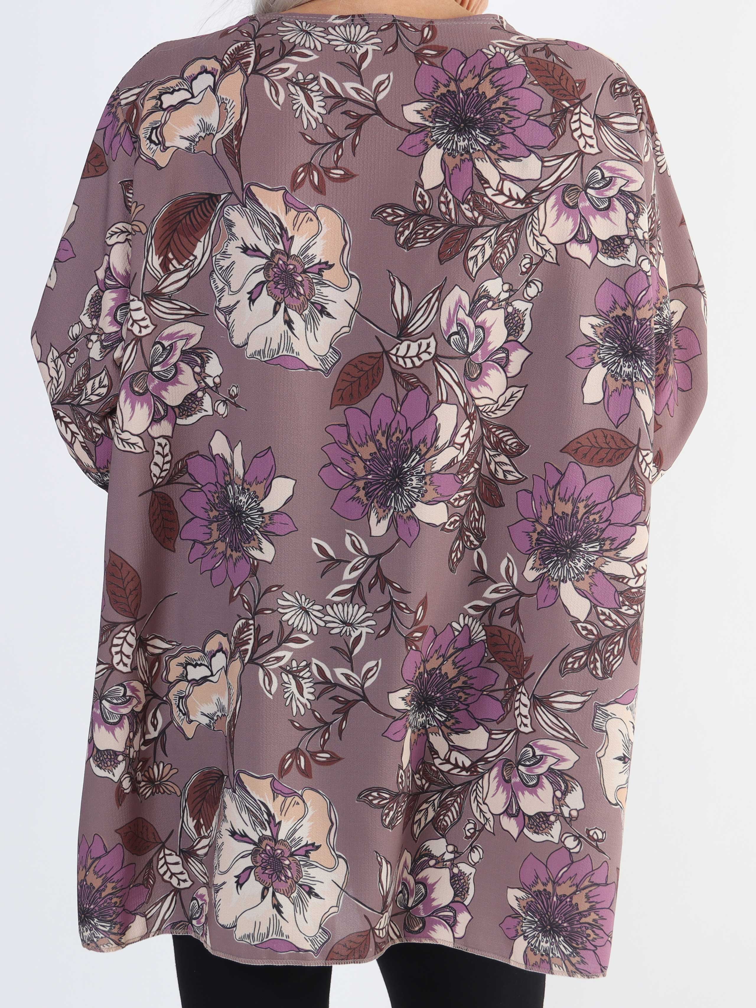 Claudia Flower - Plus size tunika med blomsterprint og lynlås