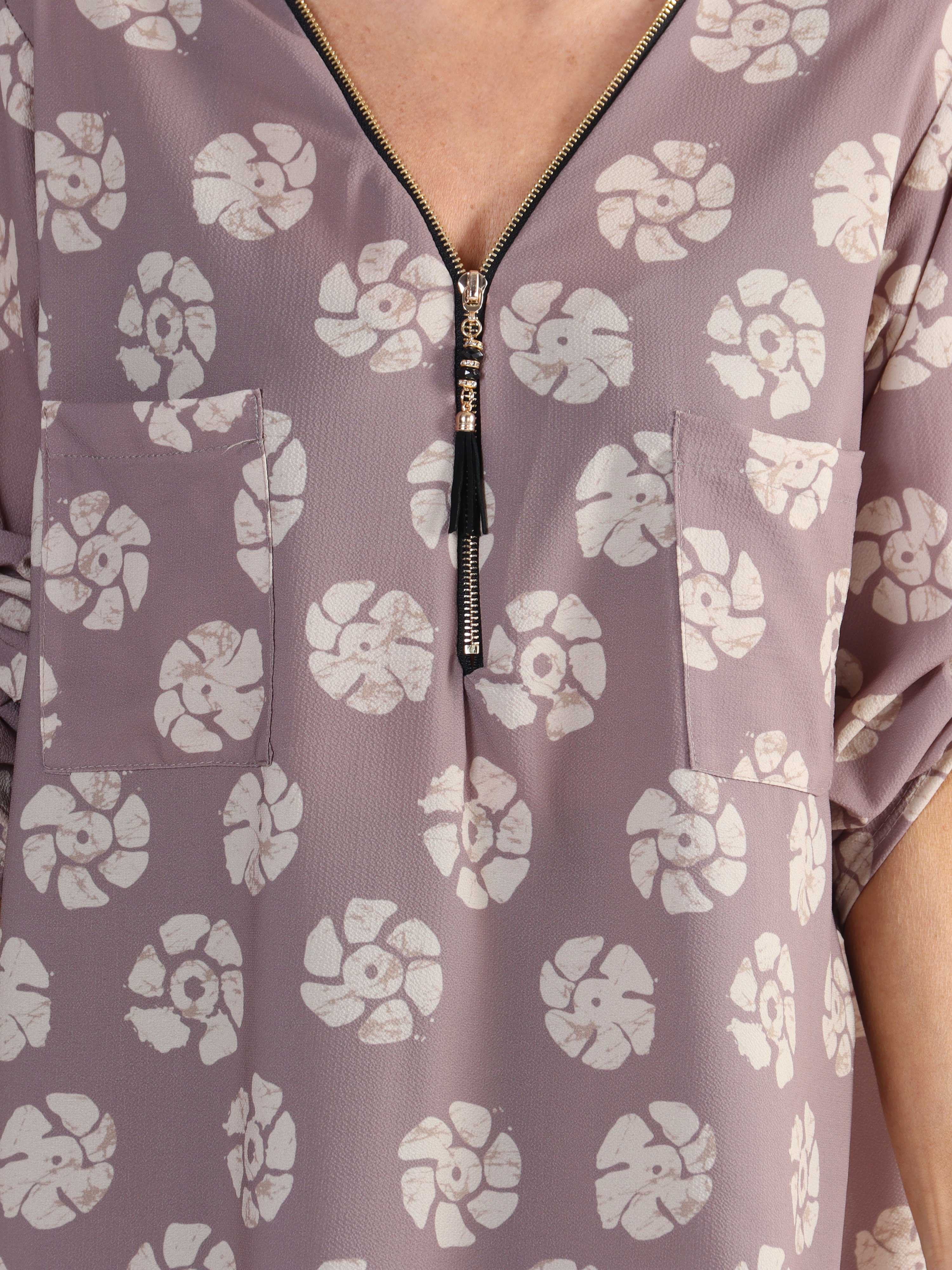 Claudia Print Dress - Plus size tunikakjole med print og lynlås