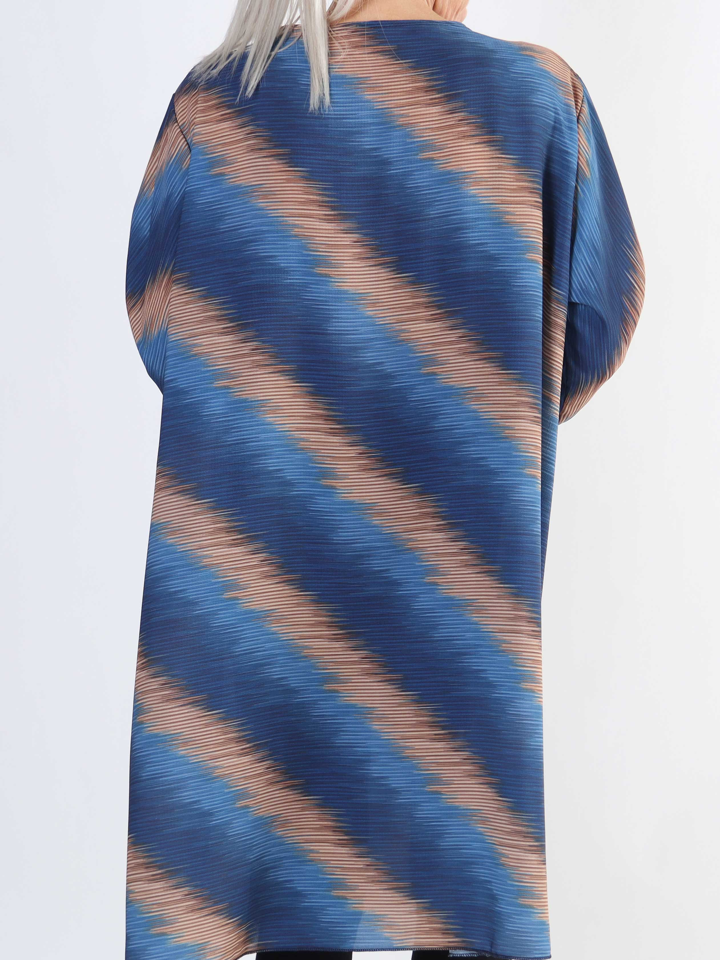 Claudia Stripe Dress - Plus size tunikakjole med print og lynlås