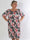 Cora Flower Midi - Elastisk blomstret plus size kjole med guld print