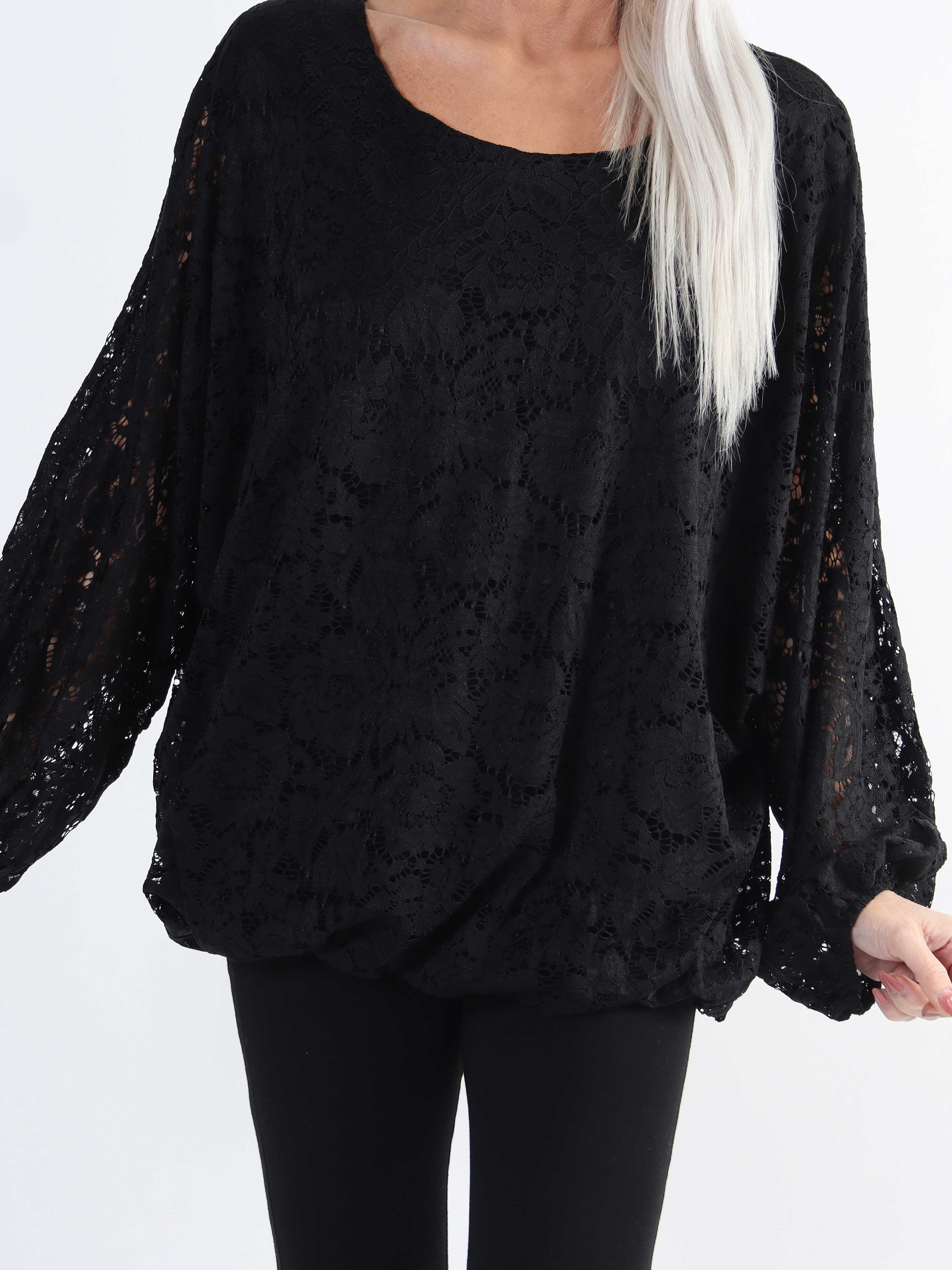 Destiny Lace - Plus size bluse i blonde med flagermusærmer