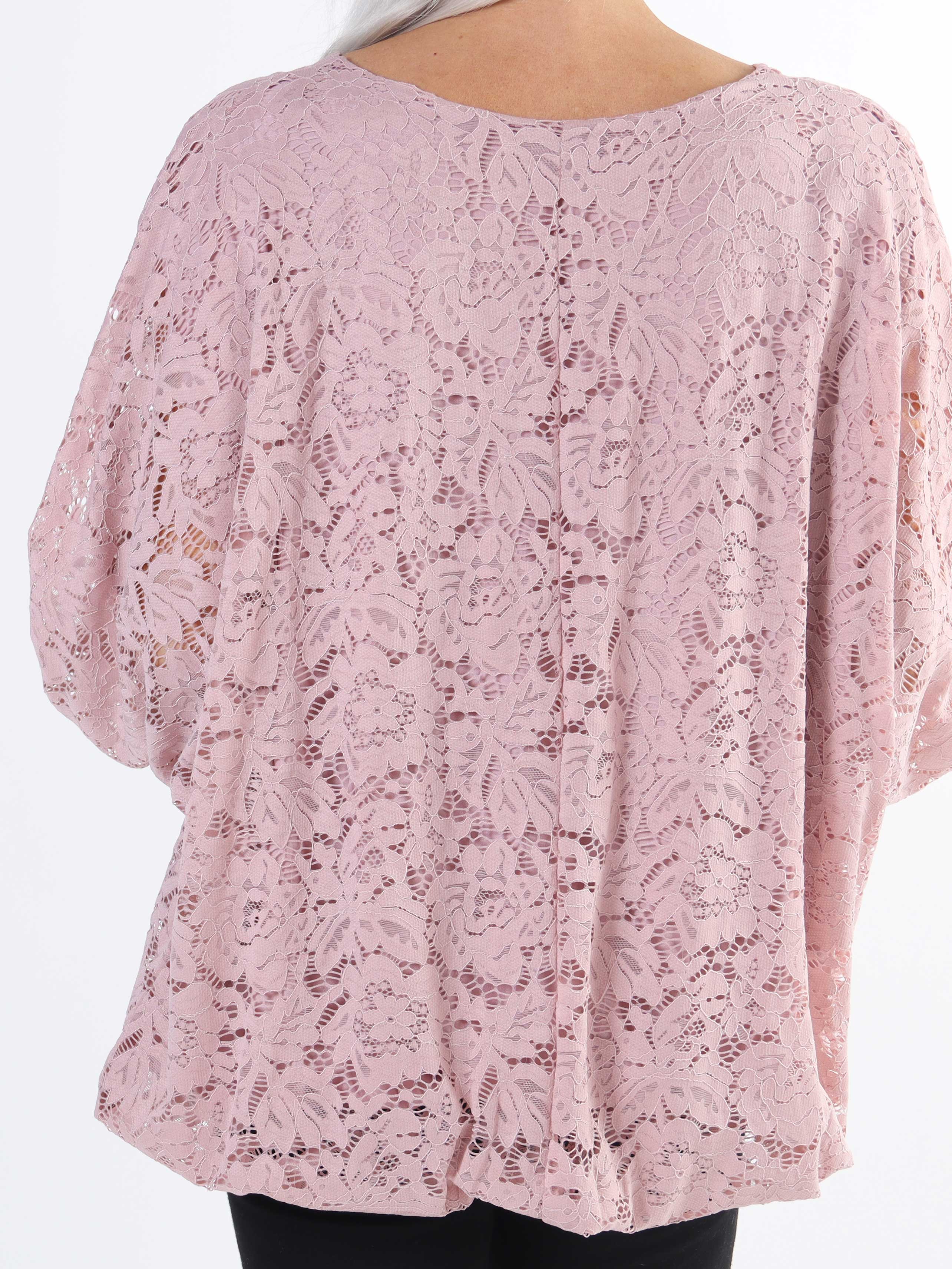 Destiny Lace - Plus size bluse i blonde med flagermusærmer