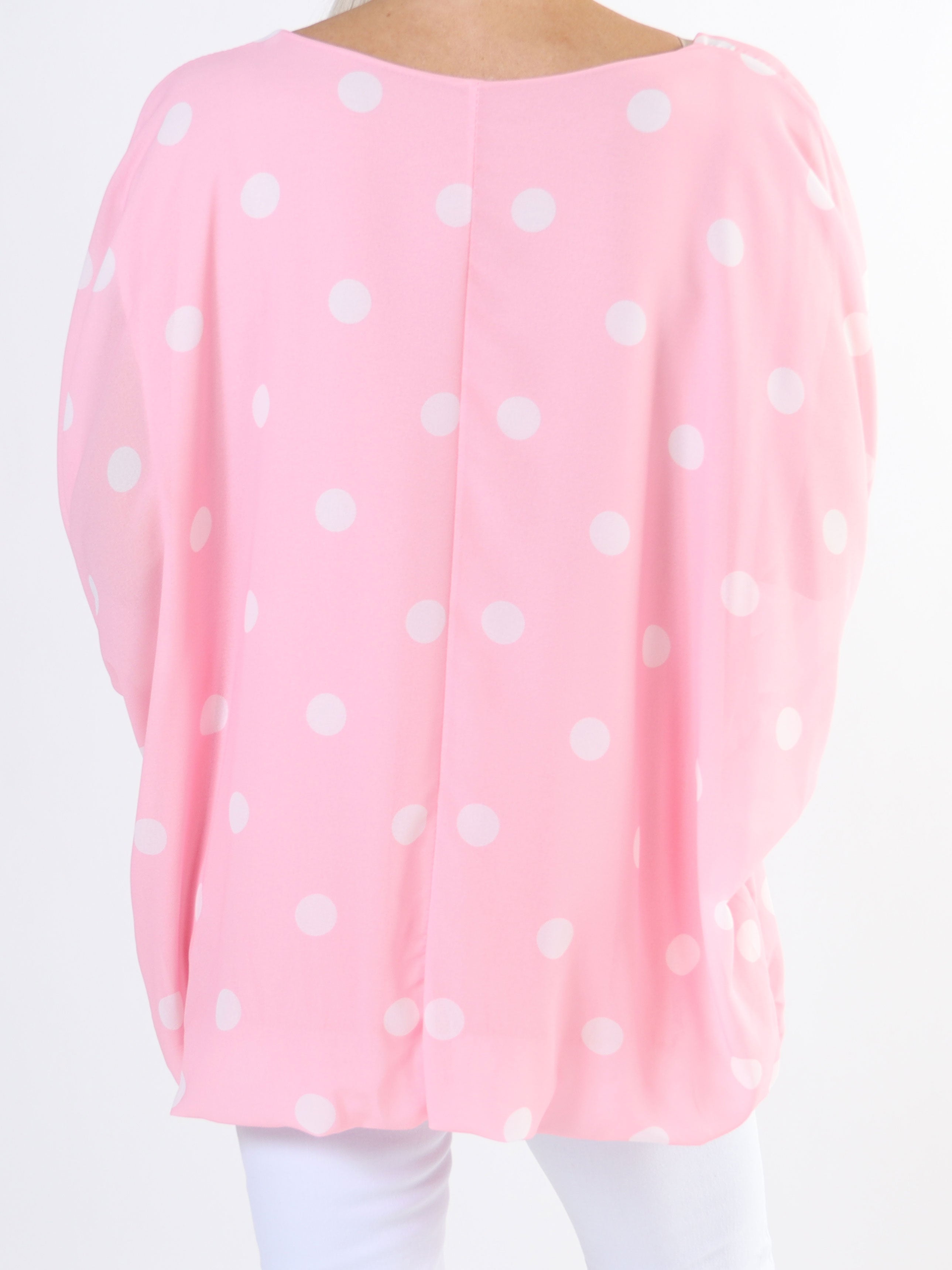 Destiny Dot - Plus size bluse i chiffon med prikker