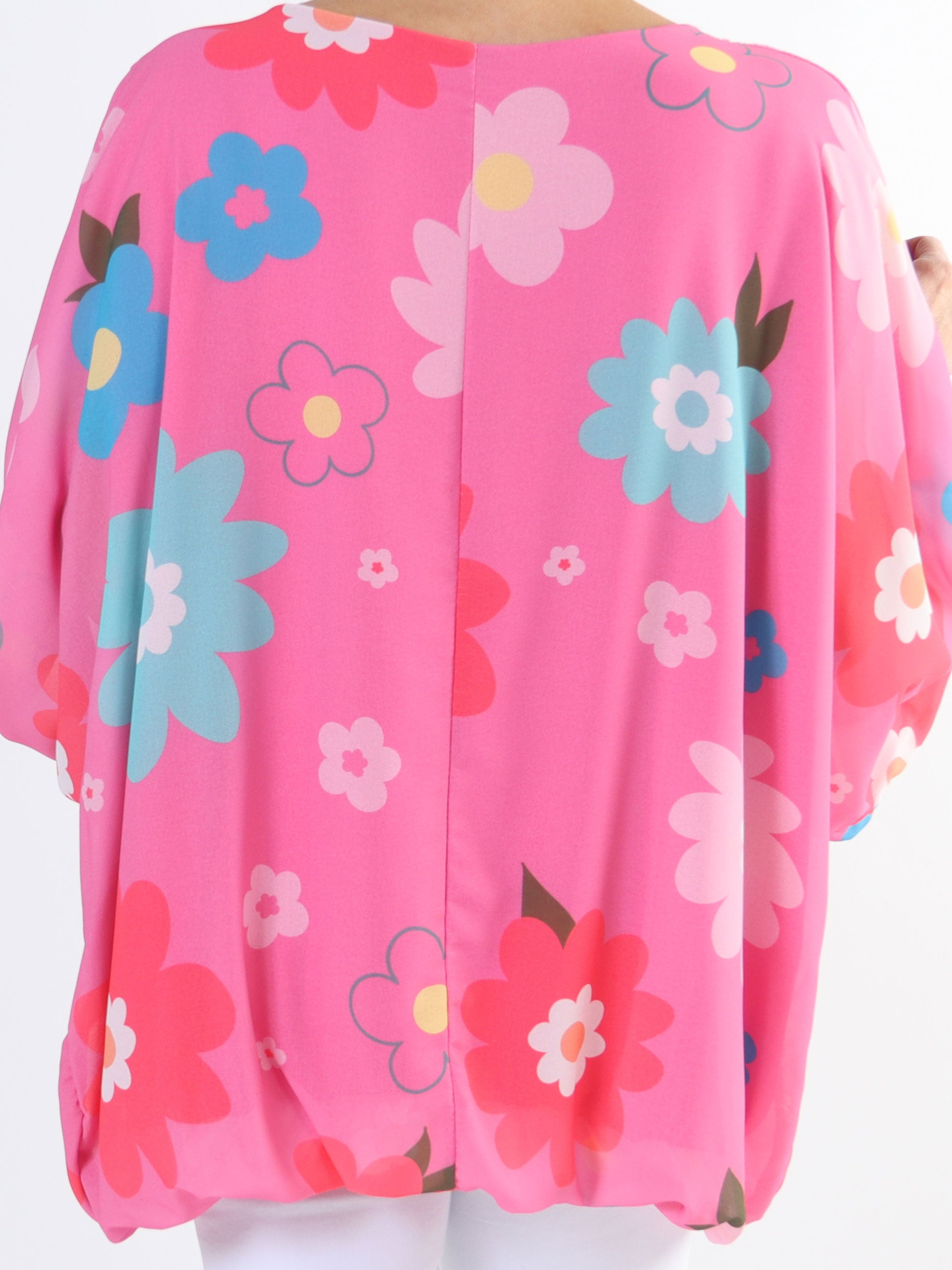 Destiny Flower - Plus size bluse i chiffon med blomstermotiver