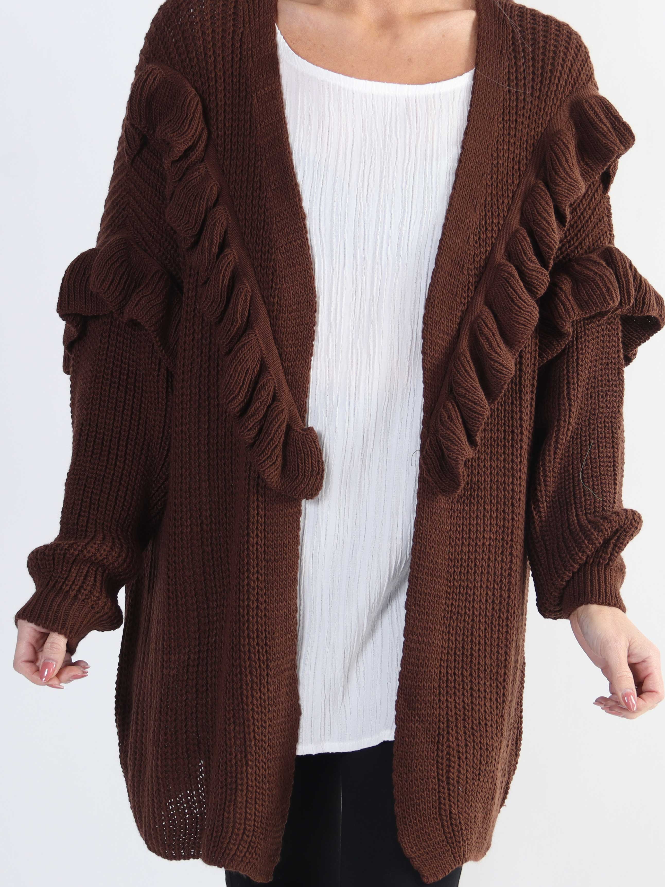 Ellis Cardigan - Lækker plus size strikcardigan med fine flæsedetaljer