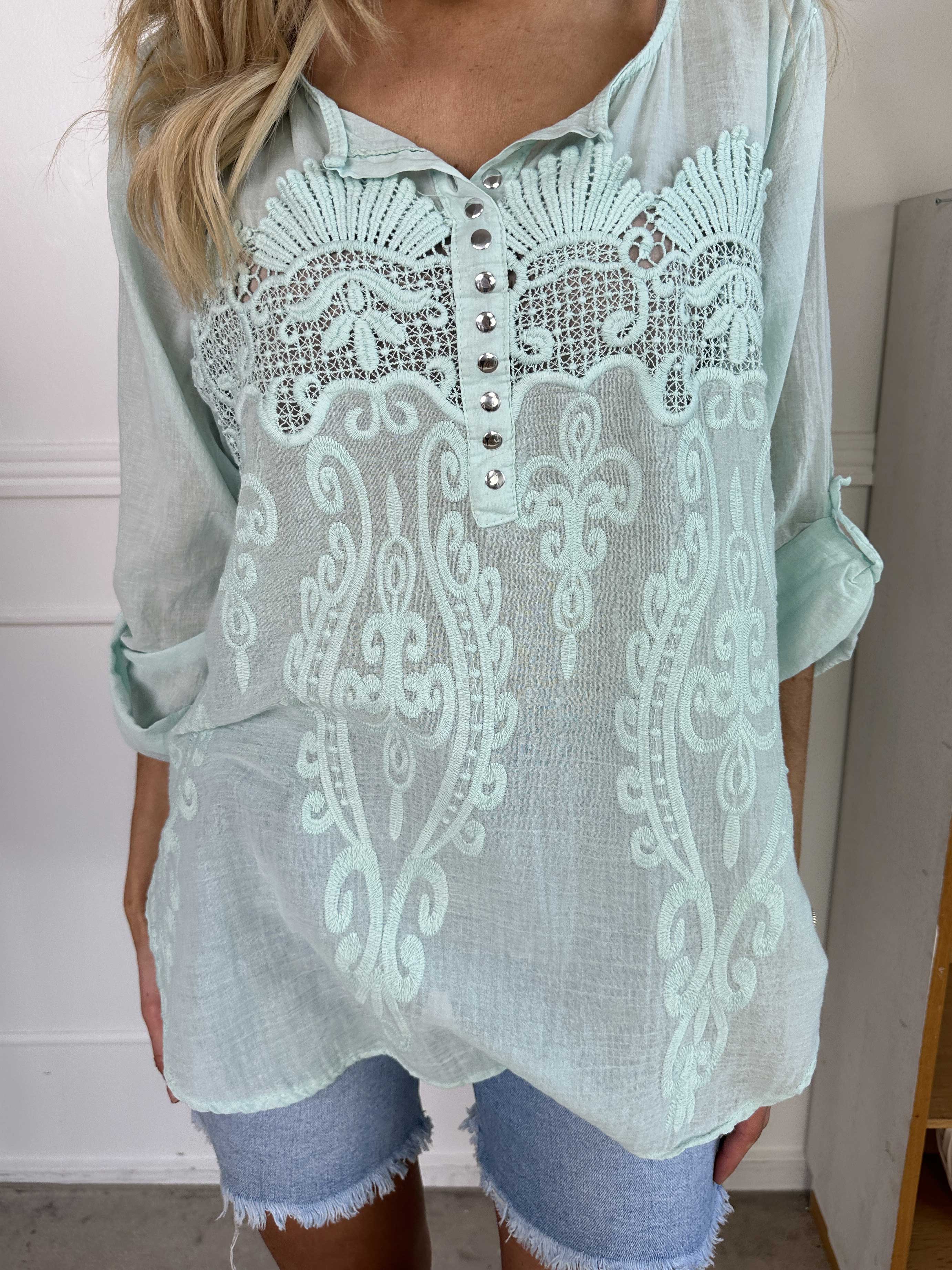 Ellis - Tunika i bomuld detaljeret med broderinger og pailletter