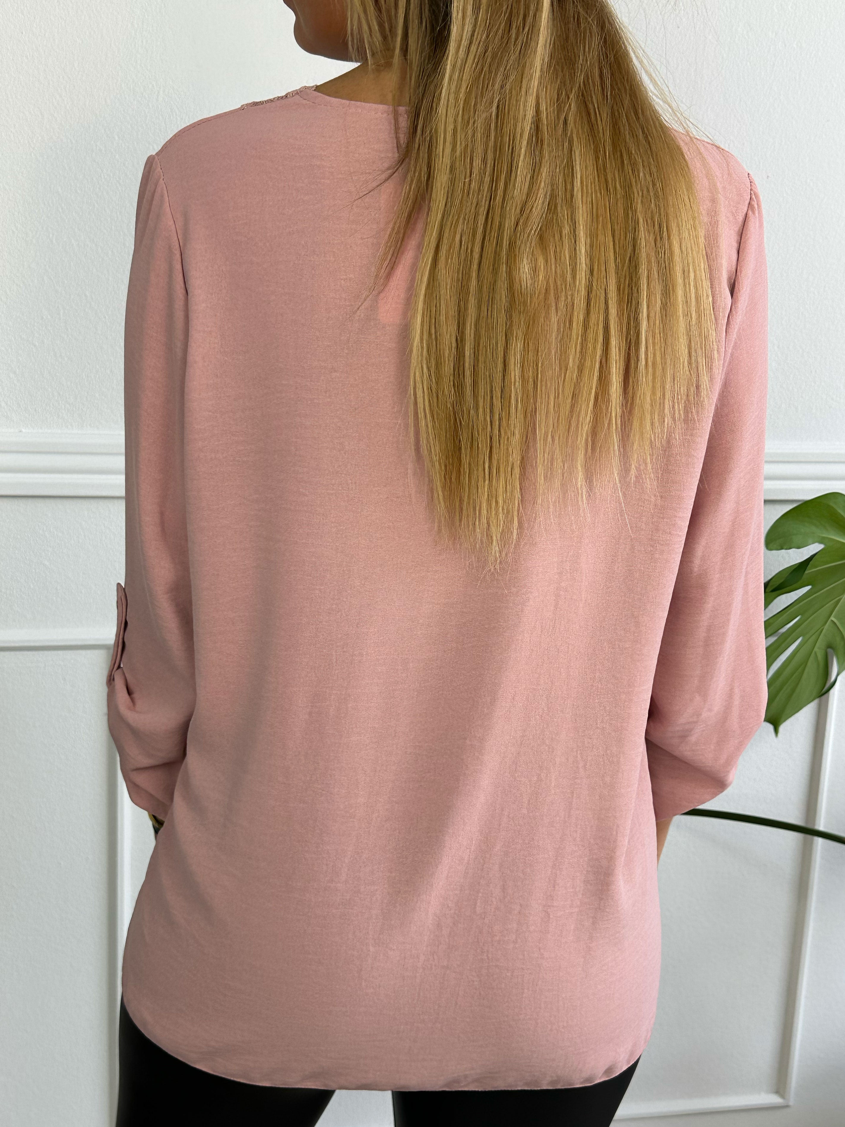 Elly Shirt - Simpel bluse med blondekant