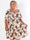 Elna Fiore Short - Blomstret elastisk plus size kjole med smock over brystet