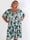 Elna Fiore Short - Blomstret elastisk plus size kjole med smock over brystet