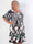 Elna Floral Stripe Short - Elastisk plus size kjole med smock over brystet